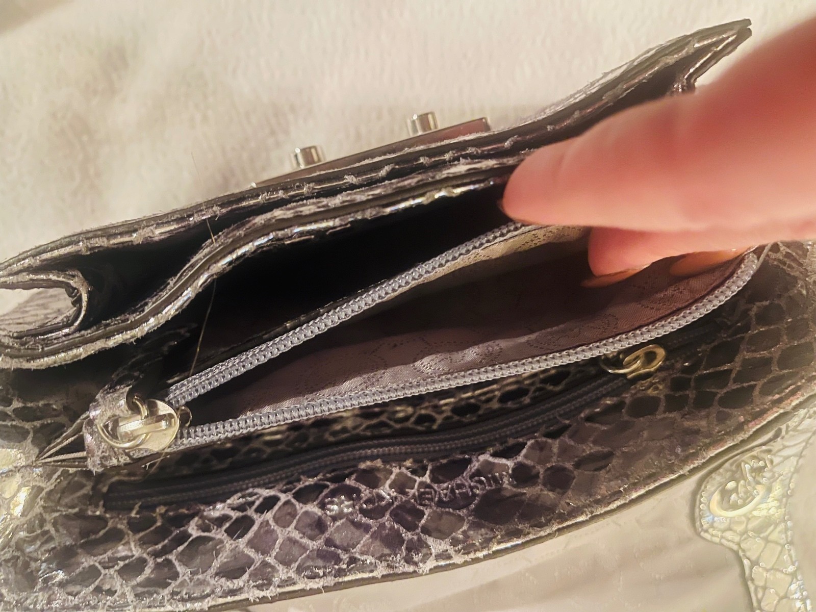 Michael Kors Small Crossbody Bag in Metallic Snakeskin Pattern