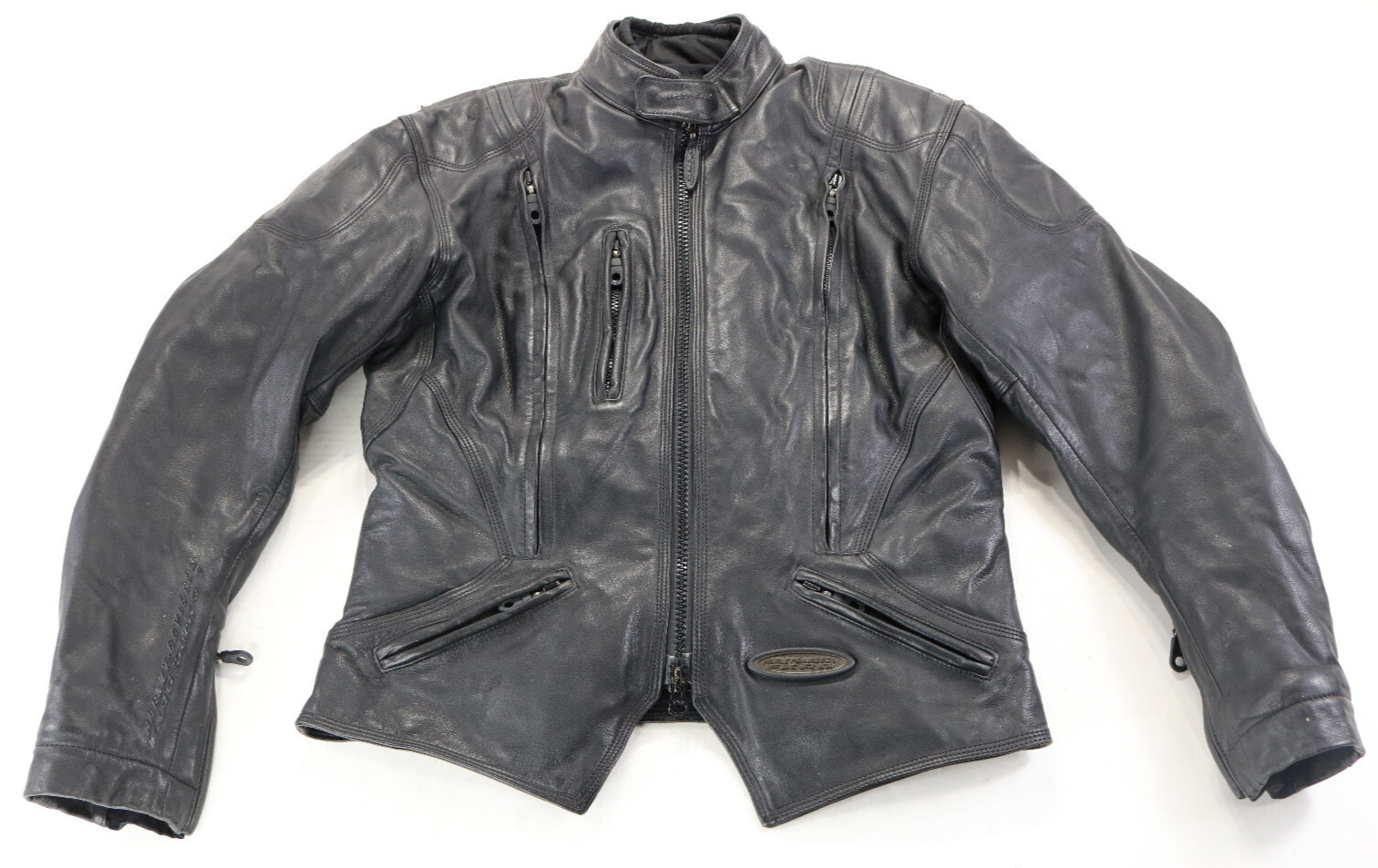 harley davidson jacket M black leather FXRG waterproof liner armor bar zip snap