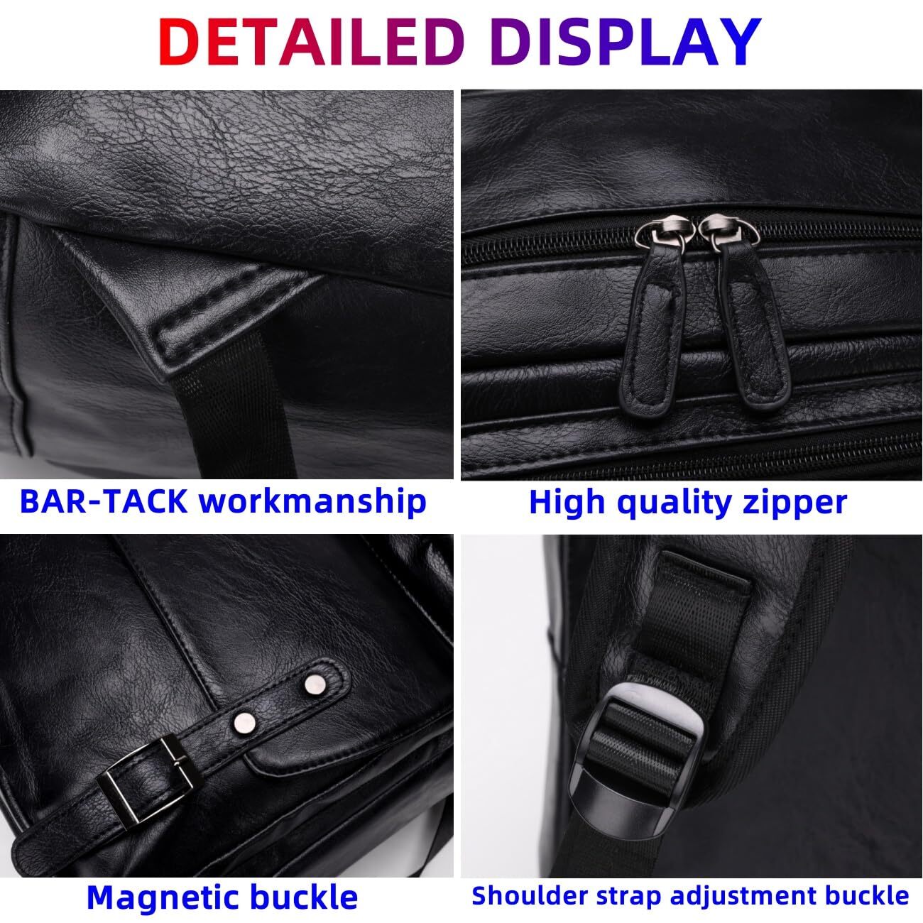 PU Casual Backpack Men’s casual Leather laptop backpack Daily commuter leathe…