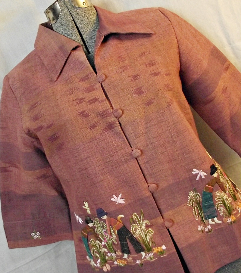 SWEET Womens Asian Style Jacket Rose/purple Embroidered People Med