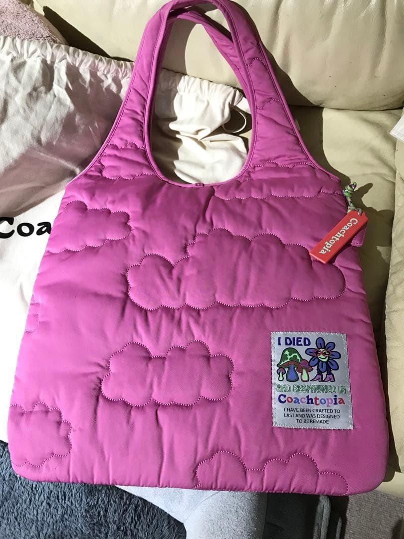 COACH Coachtopia Pink Cloud Quilted Recycled Polyester Shoulder Bag NWT