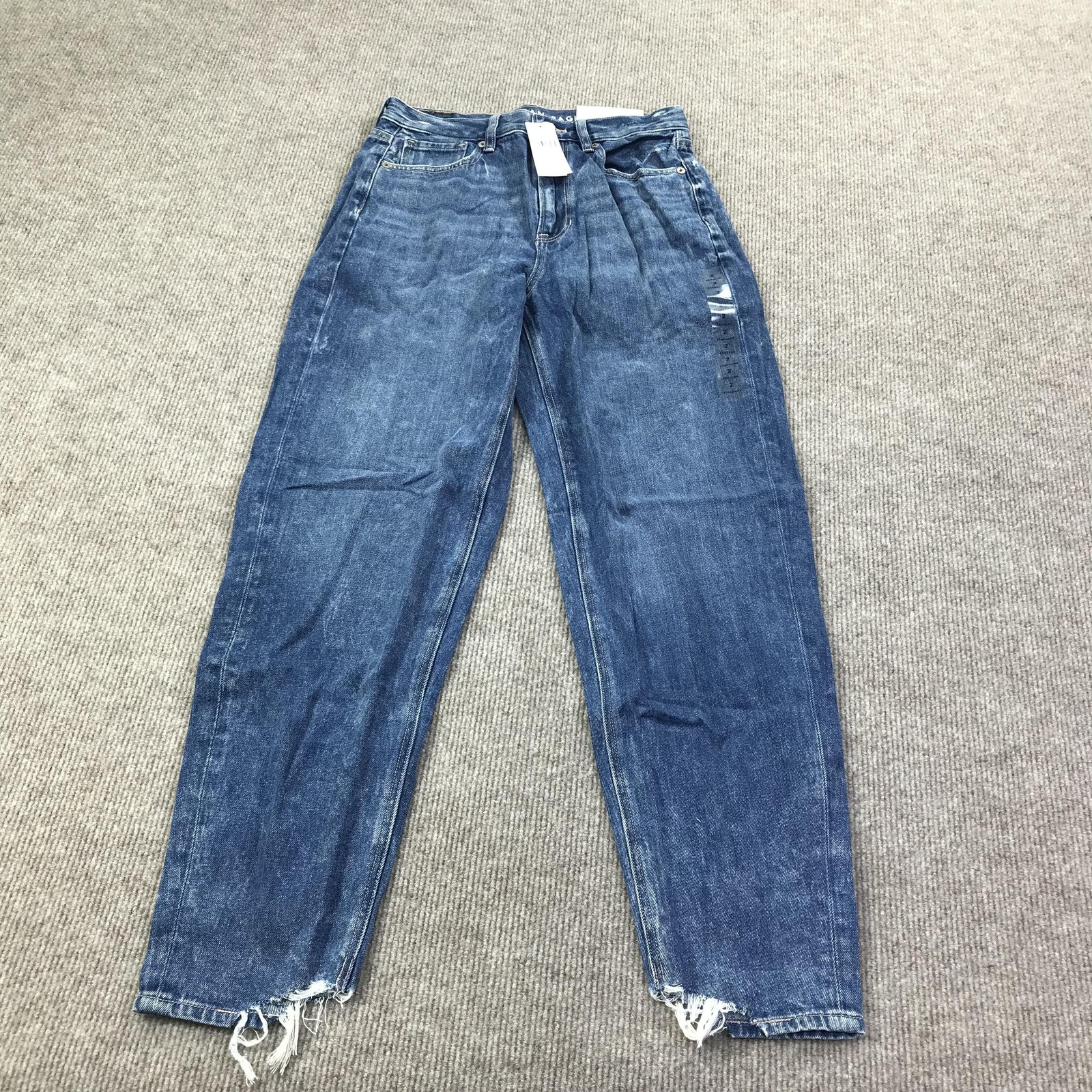 American Eagle Jeans Womens 2 26W Blue Relaxed Mom Jean High Rise Distressed