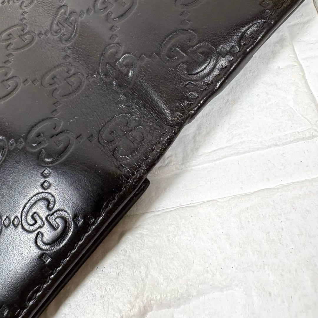 Gucci GUCCI Gucci Shima Long Wallet Logo Plate Dark Brown