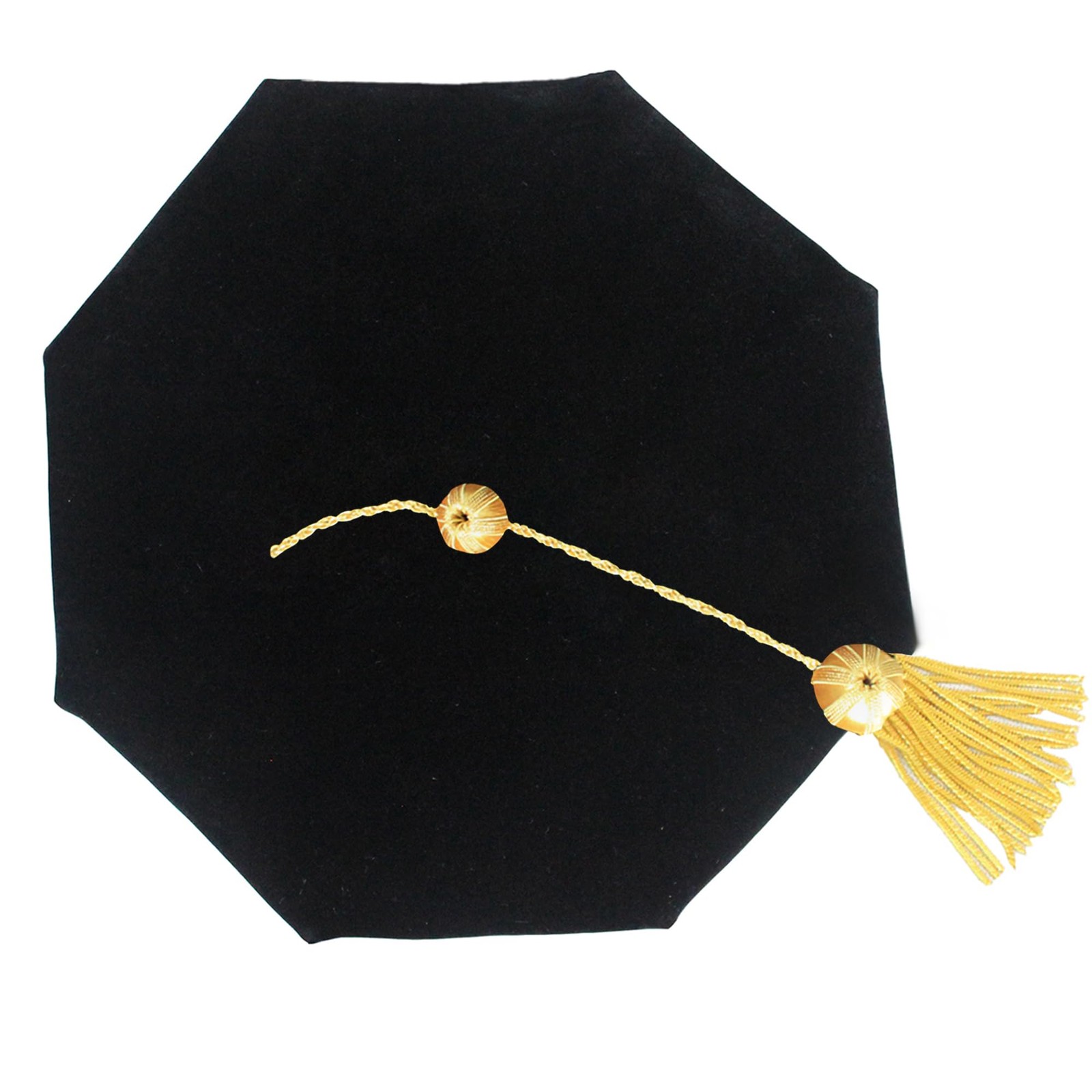 Graduation Doctoral Tam Velvet 8 Sided Unisex Graduation Cap Hat with Gold Bu…