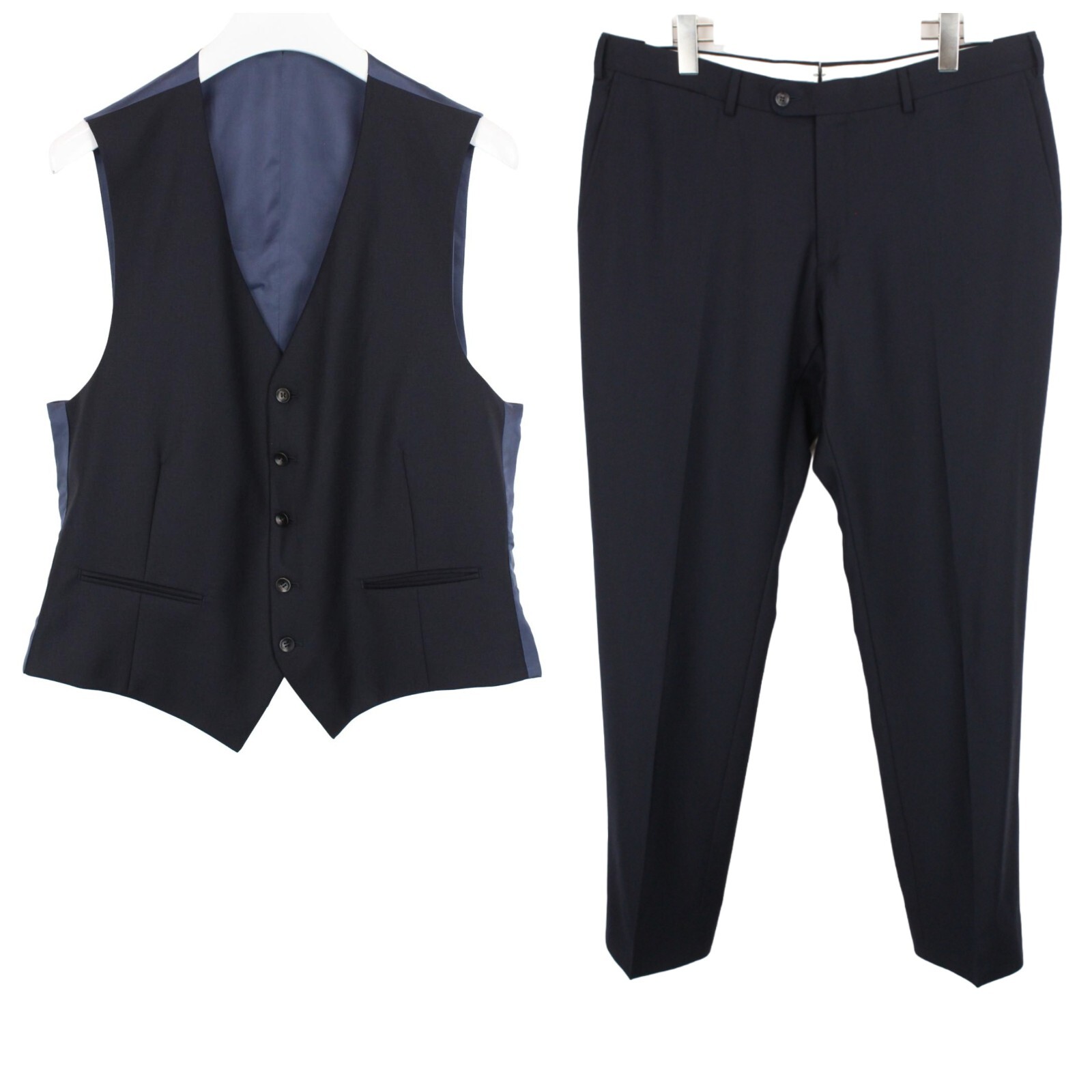 SUITSUPPLY Ferrara / Brescia Suit Mens Wool Waistcoat Trousers Blue UK 44/44S