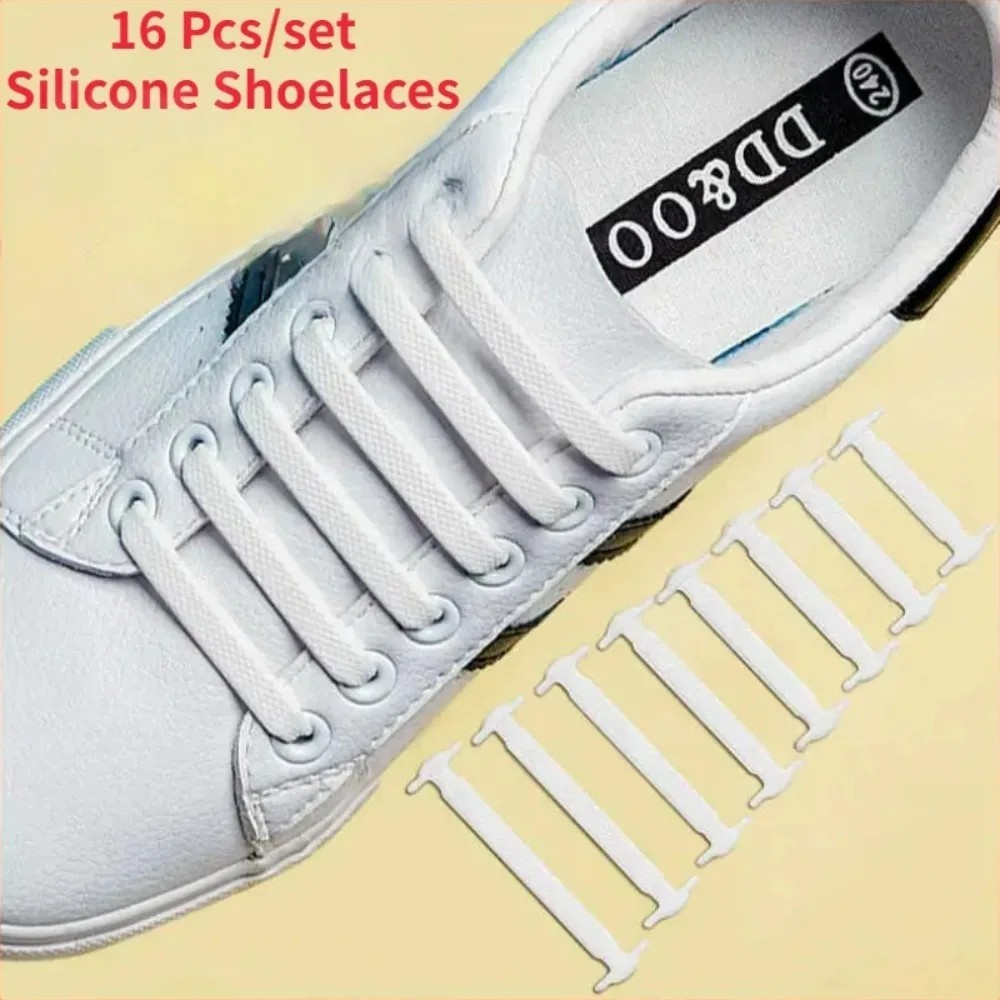 16Pcs Silicone No Tie Shoelaces Elastic Rubber Laces for Kids & Adults
