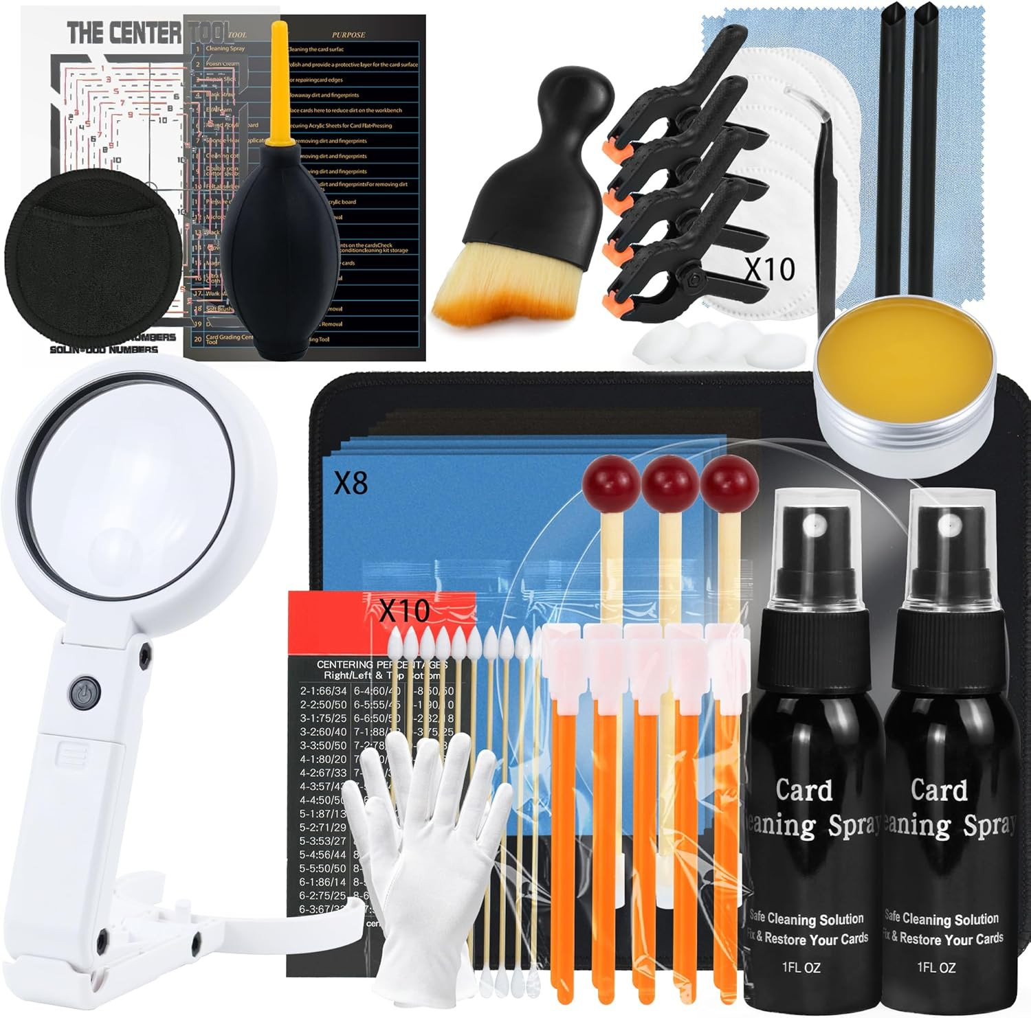 Upgraded Card Care Clean Kit, 21-in-1 Trading Card Cleaning and Polishing Restor
