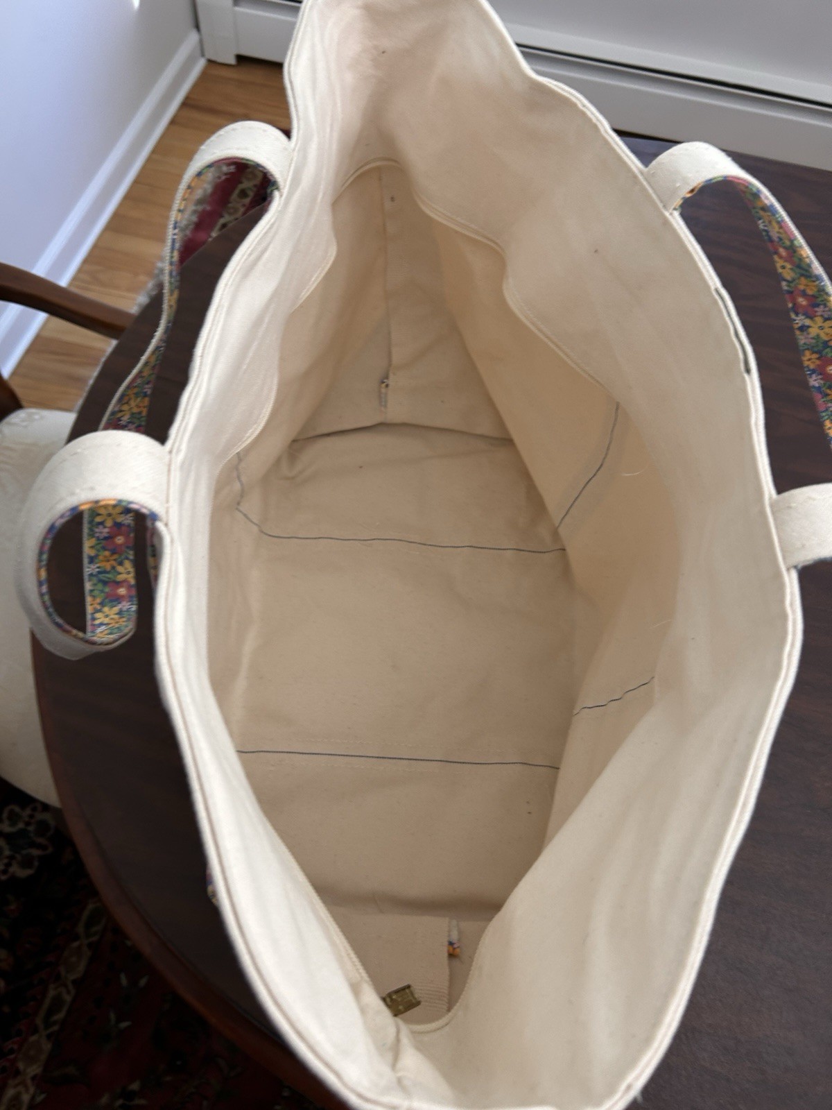 Canvas Large Tote With Floral & Mom Accents