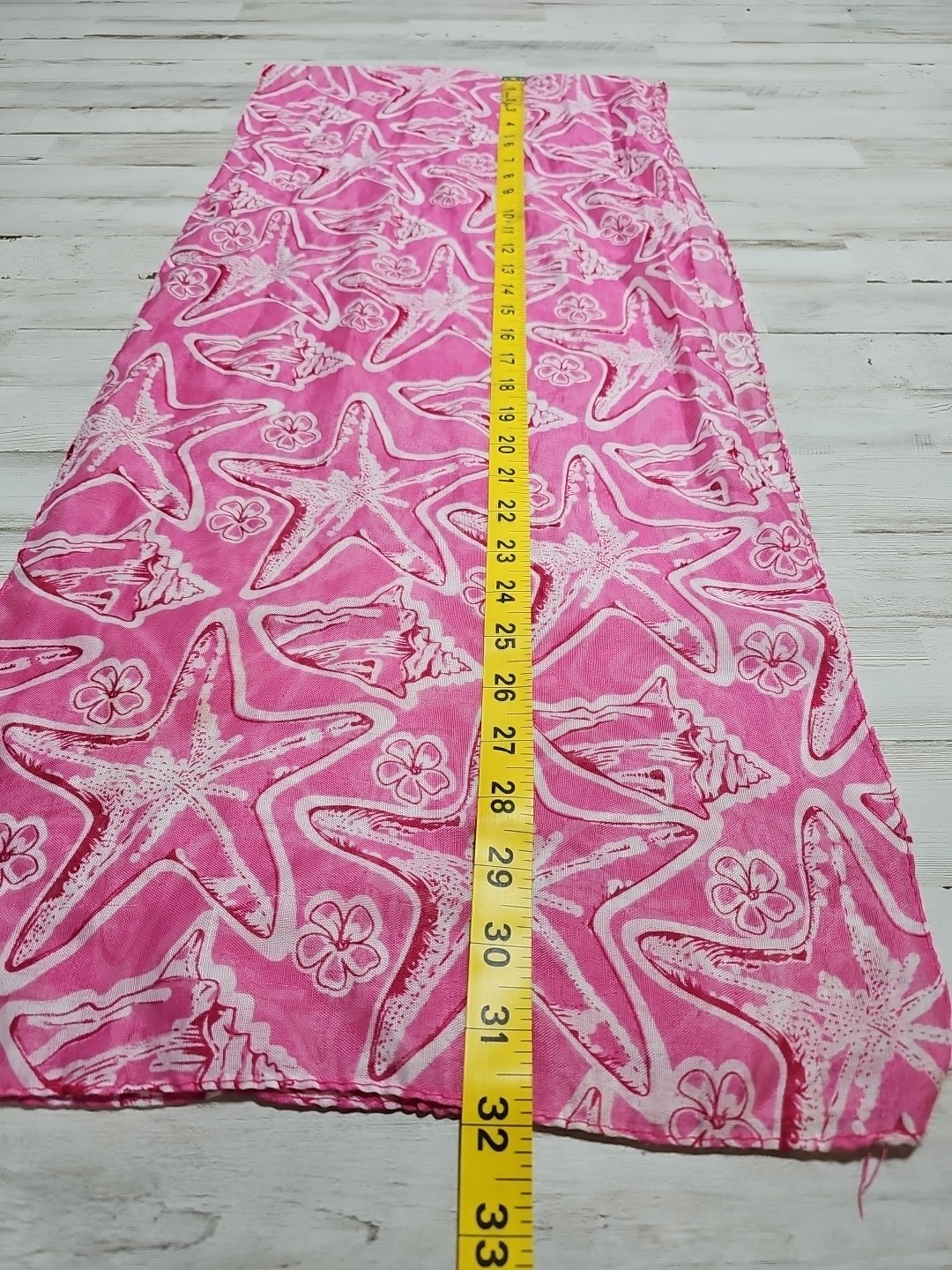 Starfish Floral Seashell Semi-Sheer Scarf Pink 64 Inches Long Shaw