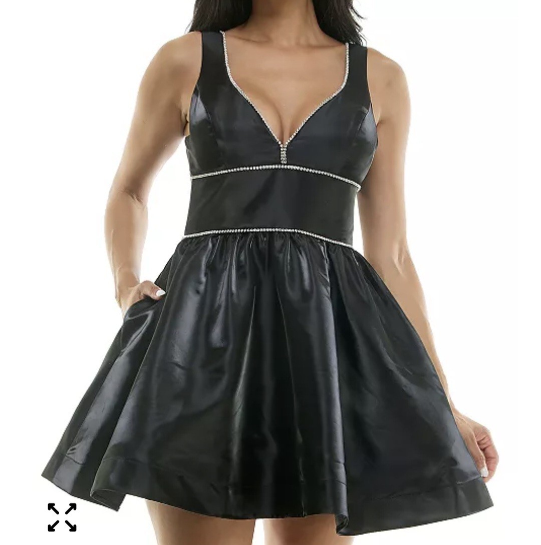 B. Darli Fit and Flare Dress Women’s 7/8 Black Rhinestone Trim NWT MSRP $89