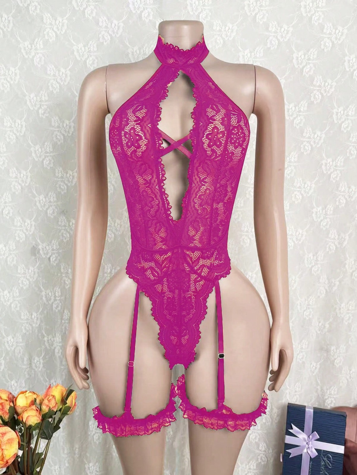 Ladies 3 Piece Lace Bodysuit Set Elegant Jumpsuit With Cheap24