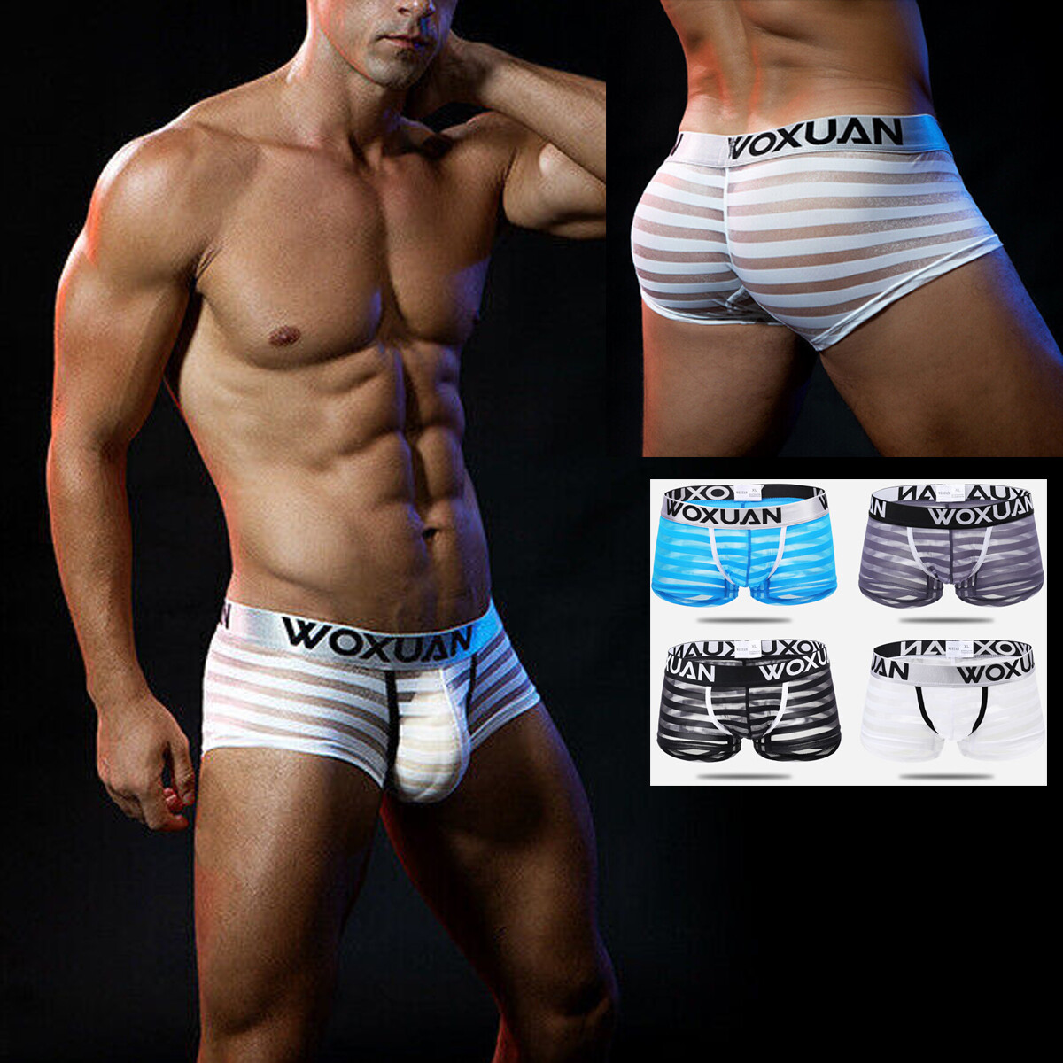 Men’s Sexy Underwear Transparent Underpants Boxers Mesh Shorts Pouch Briefs