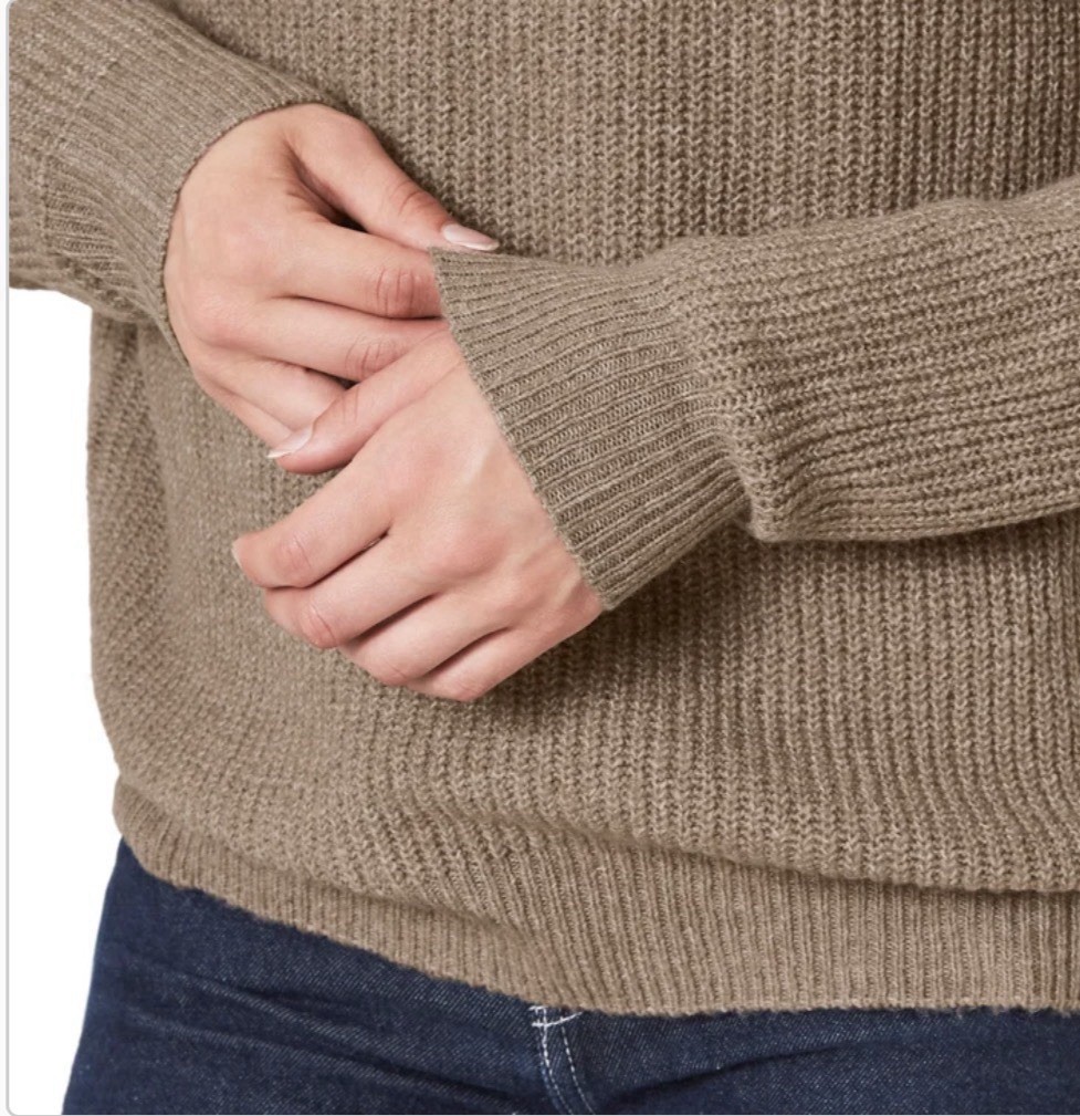 Modern Ambition Womens Sweater 1/4 Zip Stretch Long Sleeves Soft -XXL – BROWN