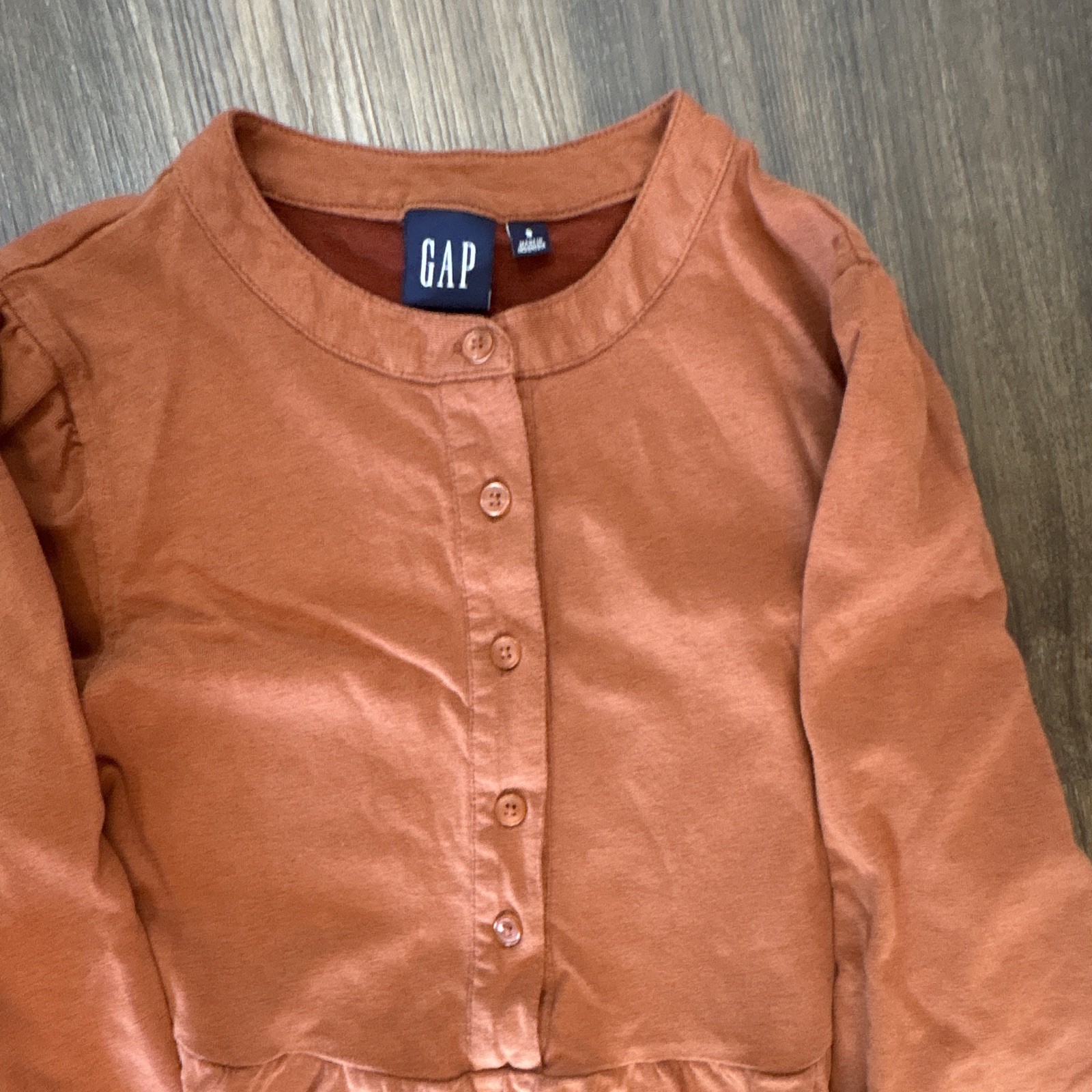 Gap woman’s size S Rust Cotton blend Tiered Long Sleeve Button Front Dress