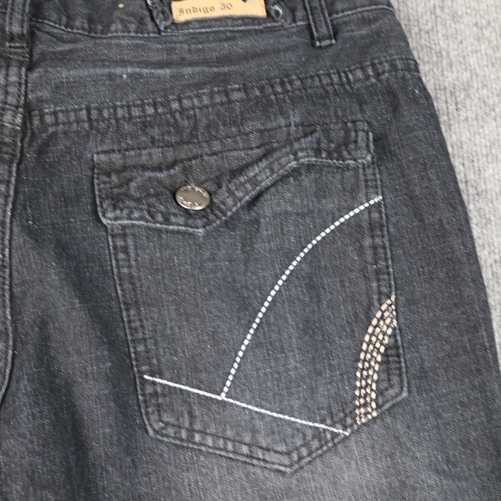 Indigo 30 Jeans Mens 38×32 Blue Straight Leg Denim Zip Fly Cotton Blend