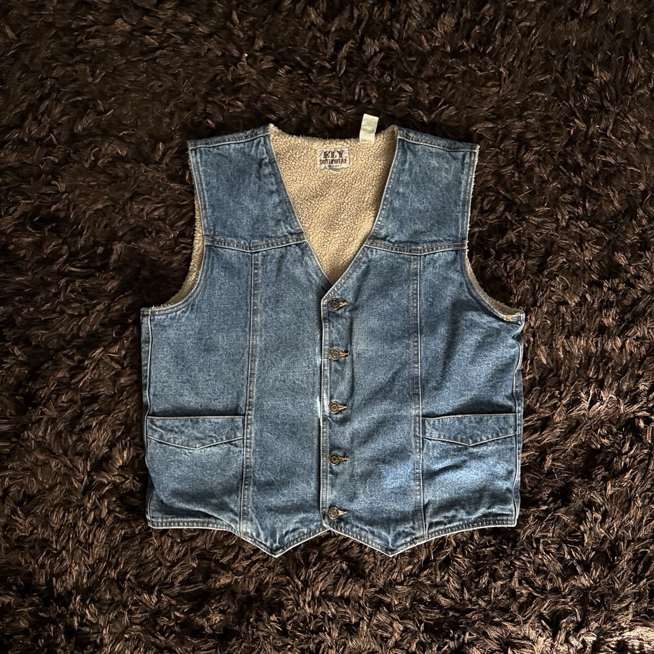 Vintage ELY Outerwear Blanked Linked Denim Vest Size XXL
