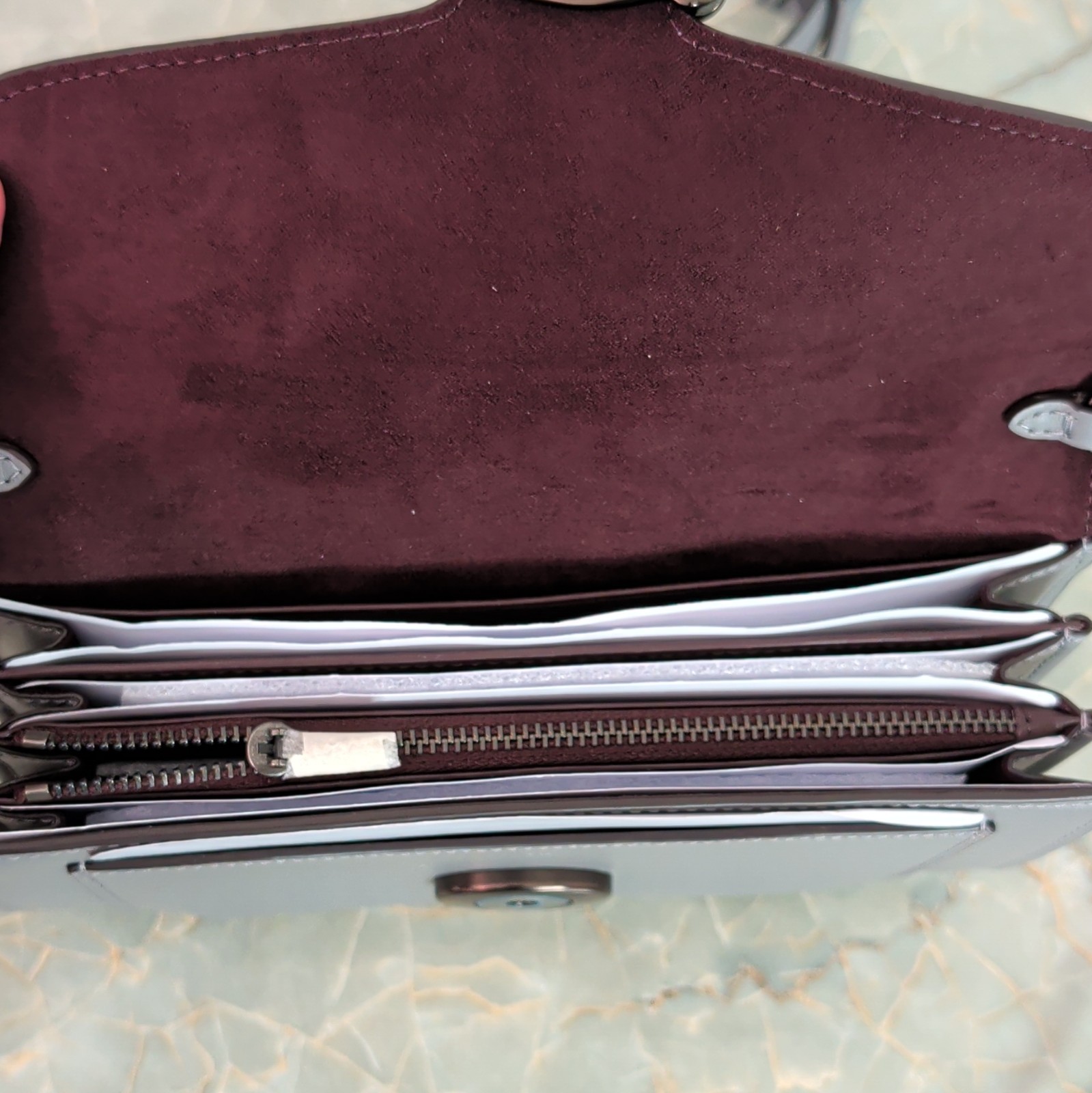 Coach Granite Tabby Chain Clutch Crossbody Gunmetal Hardware Detachable Strap