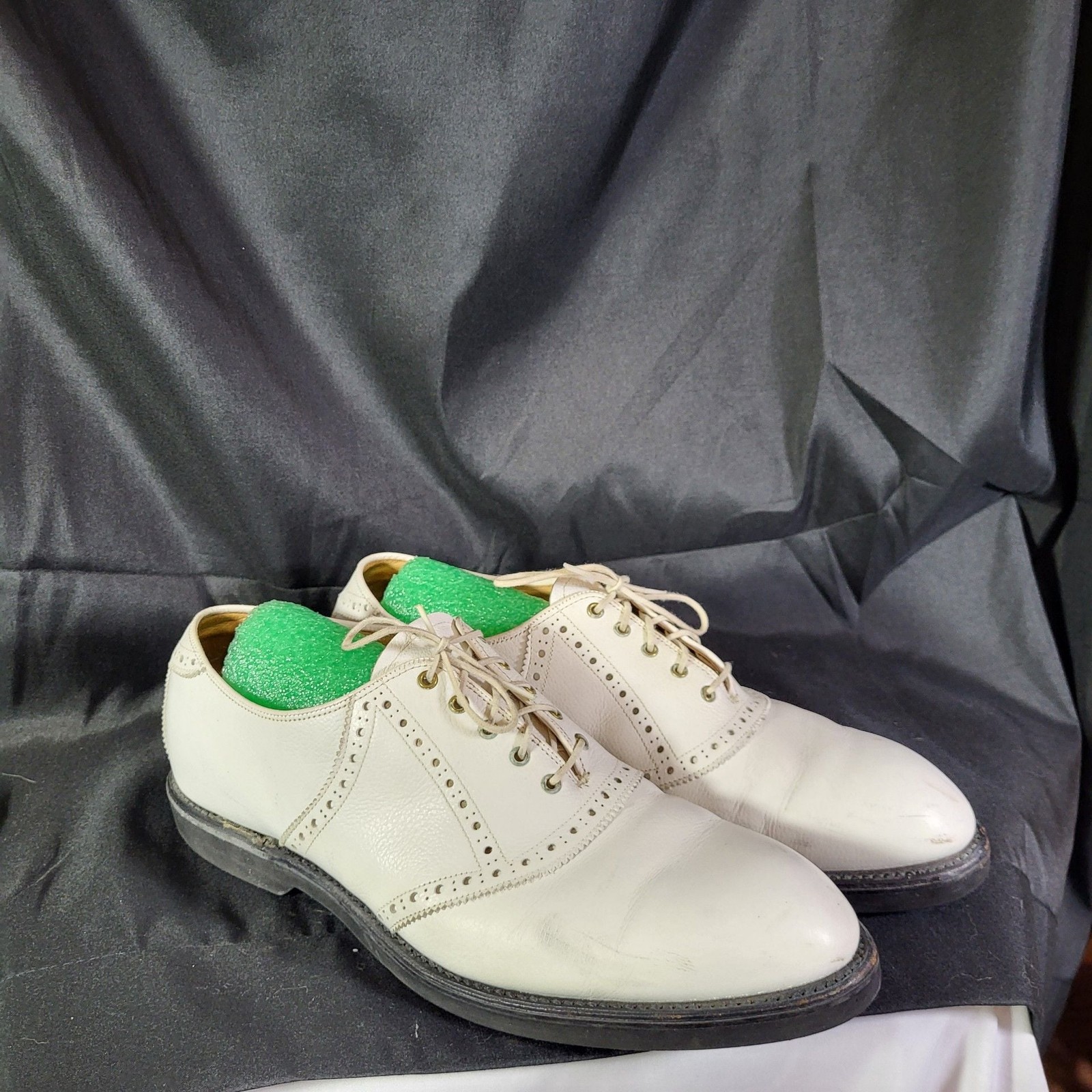 Bostonian White Leather Wingtip Oxford Shoes Size 11.5 D/B