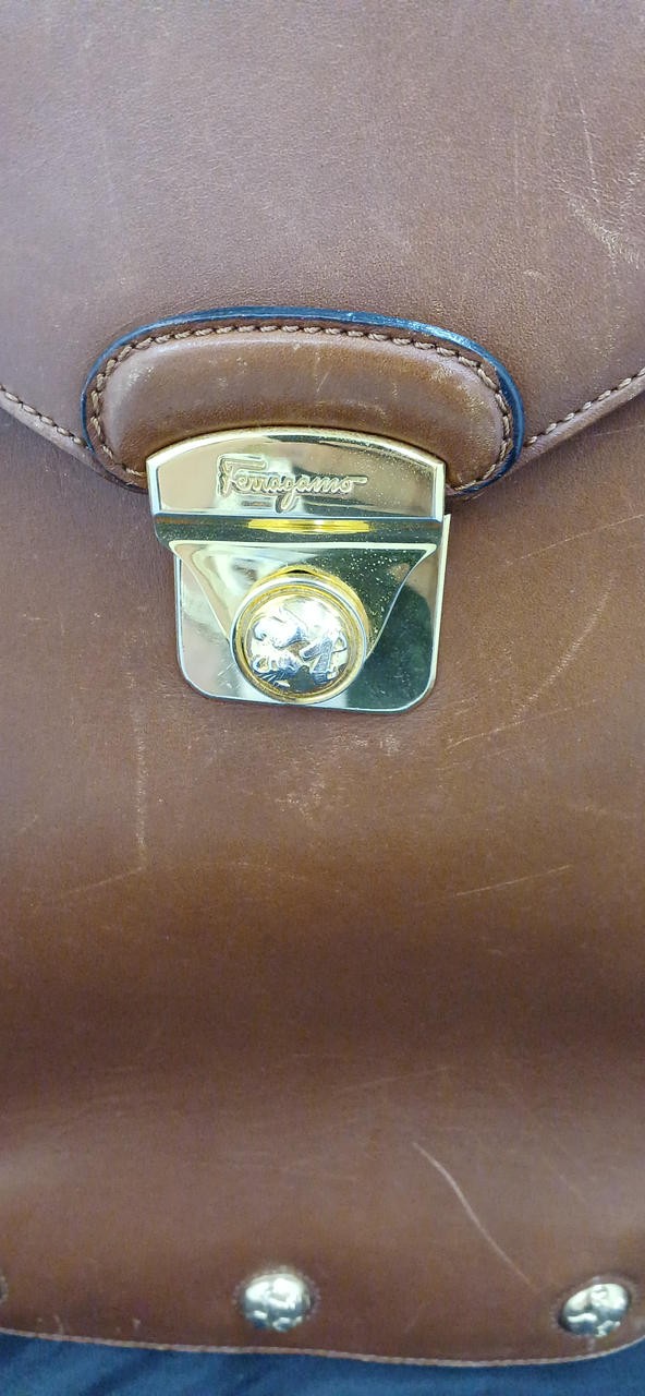 Salvatore Ferragamo Shoulder Bag Brown 10.6 inch