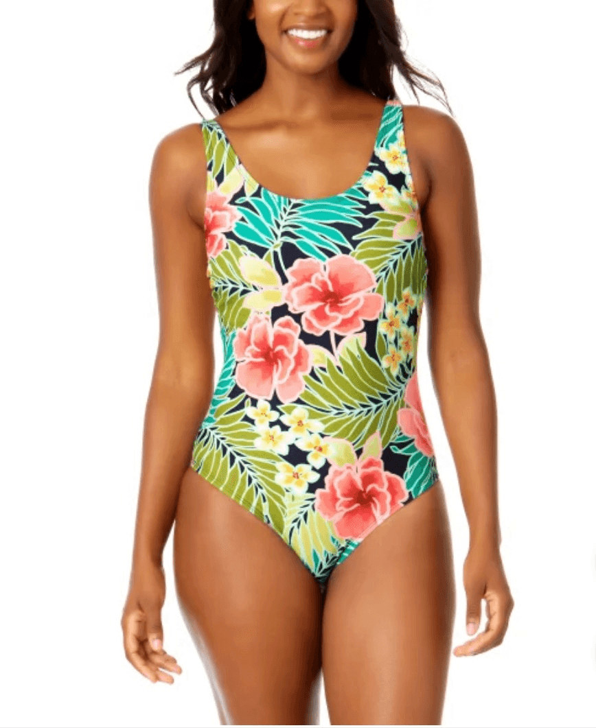 NWT HURLEY Size Large One-Piece Swimsuit Pink Poppy Floral Adjustable Straps New