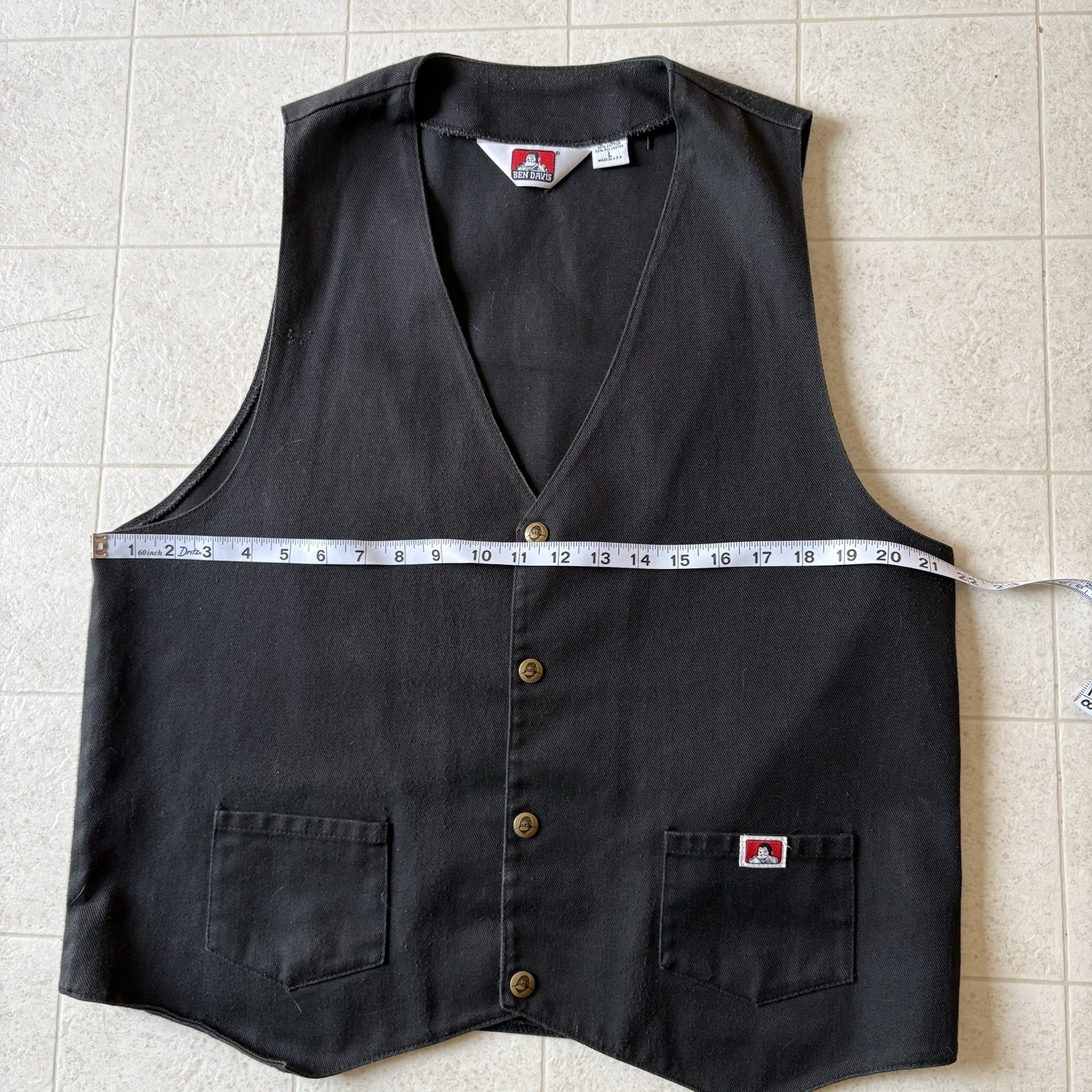 Vtg Ben Davis Cotton Twill Vest Men’s Large Made In USA Workwear Biker Grunge
