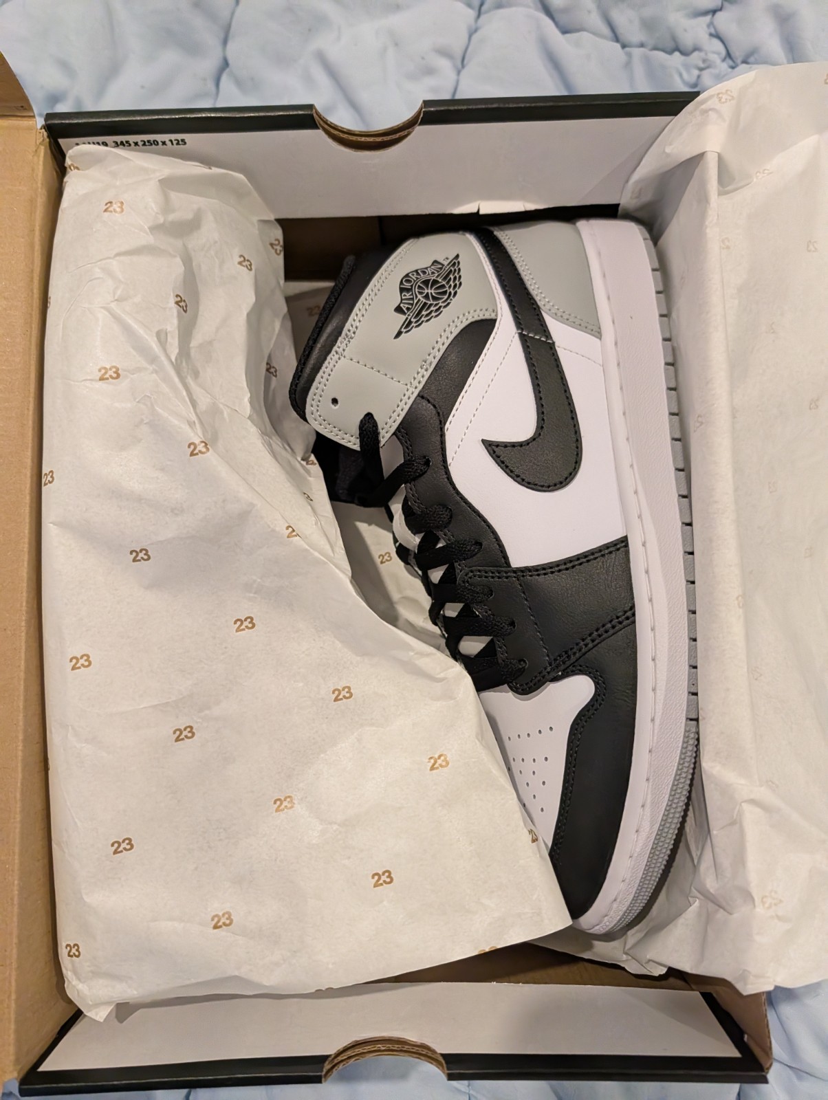 Air Jordan 1 Mid ‘Barons’ Smoke Gray Black Sneakers, Size 12 BNIB DQ8426-101