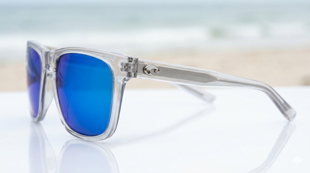 Costa Del Mar 06S2003 Tybee Shiny Light Gray Crystal Blue Mirror 580 glass lens