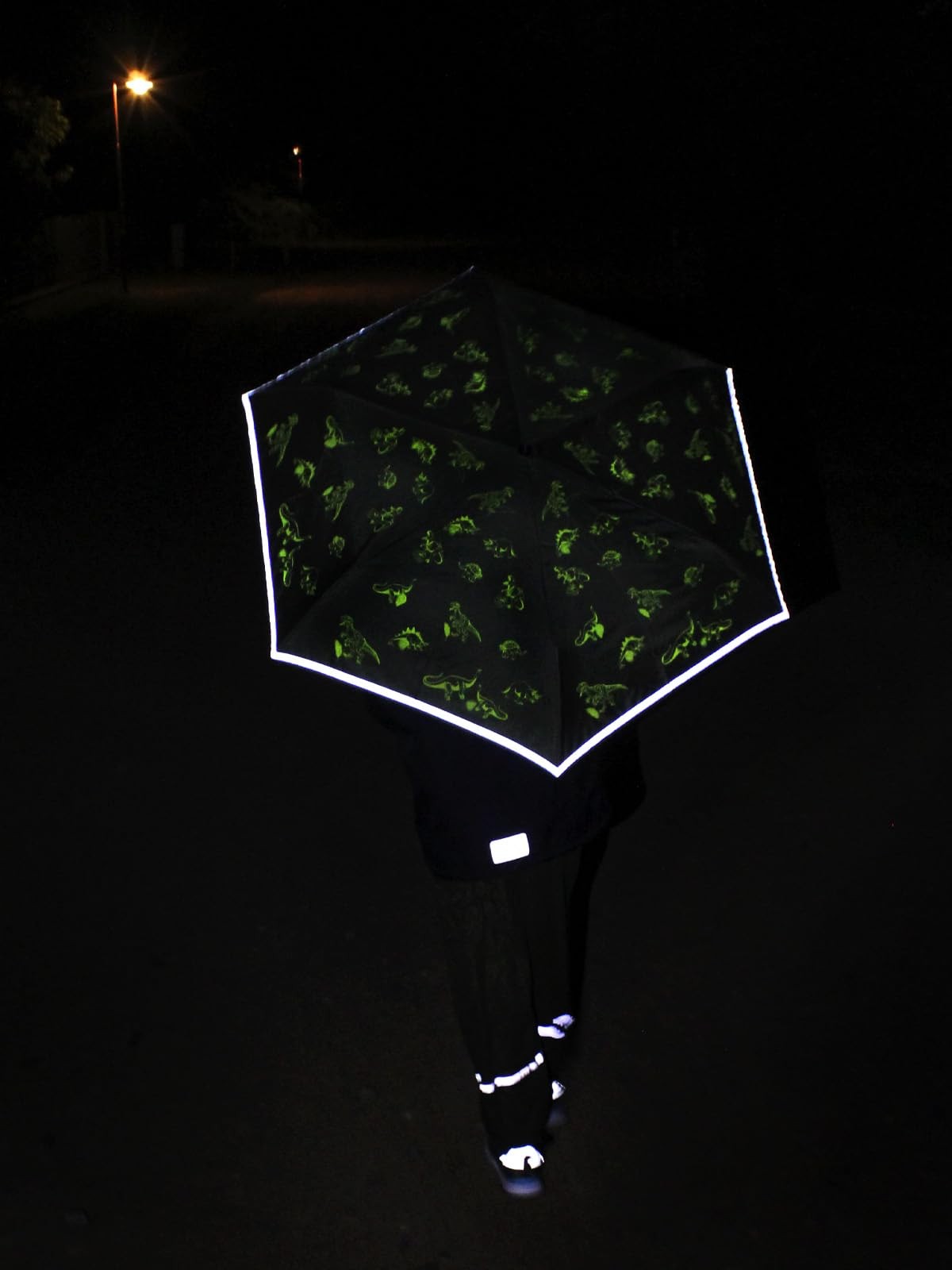 Children’s pocket umbrella 4 kids reflective with reflective trim dinos fluorescent