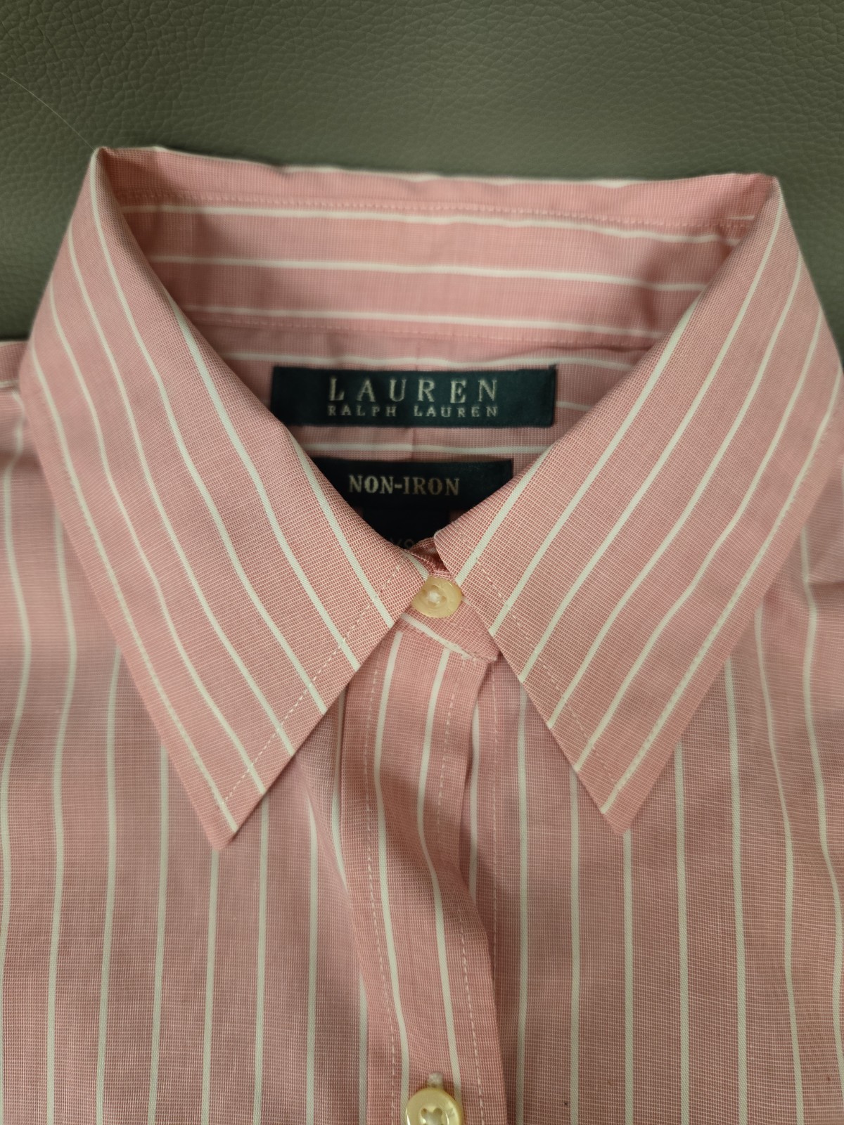 Ralph Lauren Non Iron Pink Button Down Pinstripe Shirt Size XS