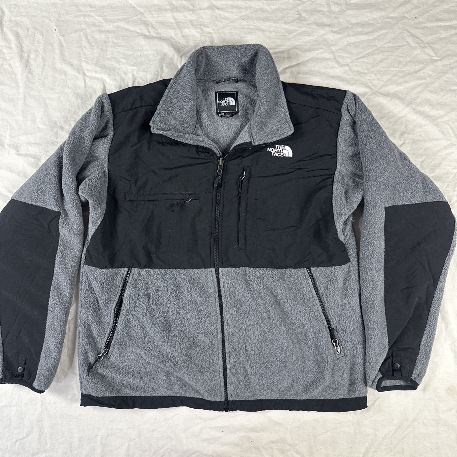 The North Face Denali Polartec Fleece Jacket Mens Large Gray Black Full Zip