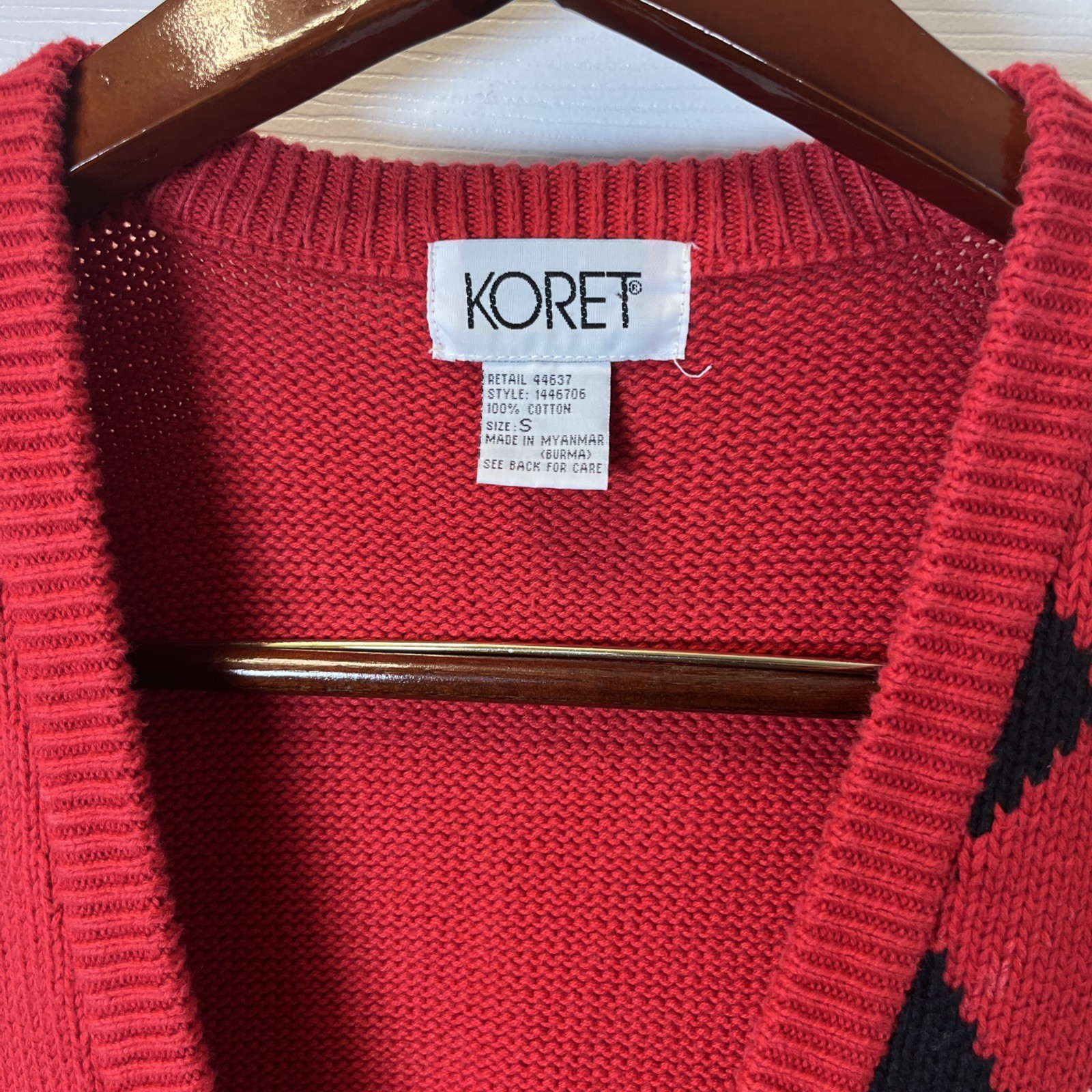 Koret Vintage Women’s Multicolor Cardigan Argyle Knit Sweater Vest Sz S Cabin