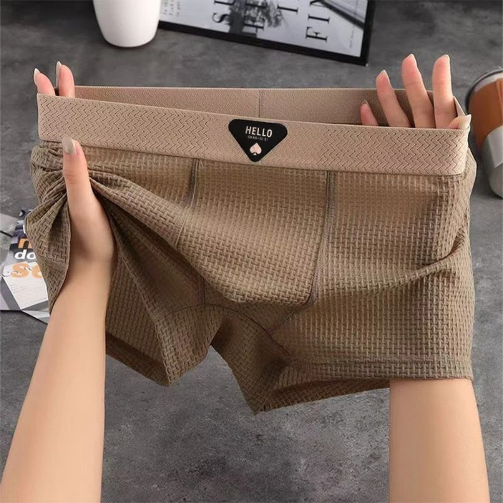 3PCS Men’s Boxer Briefs Ice Silk Breathable Underwear Plus Size Soft Trunks
