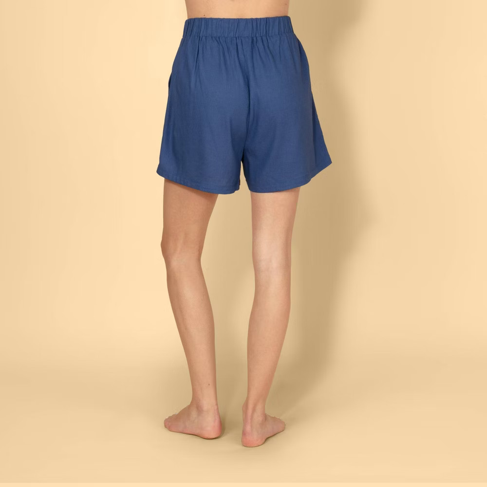 Solid & Striped Women High-Rise Rick-Rack Trim Linen Blend Pull-On Shorts –