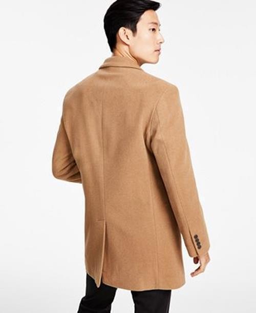Calvin Klein Mens Wool Prosper Slim Fit Overcoat Coat 40 R Camel Brown