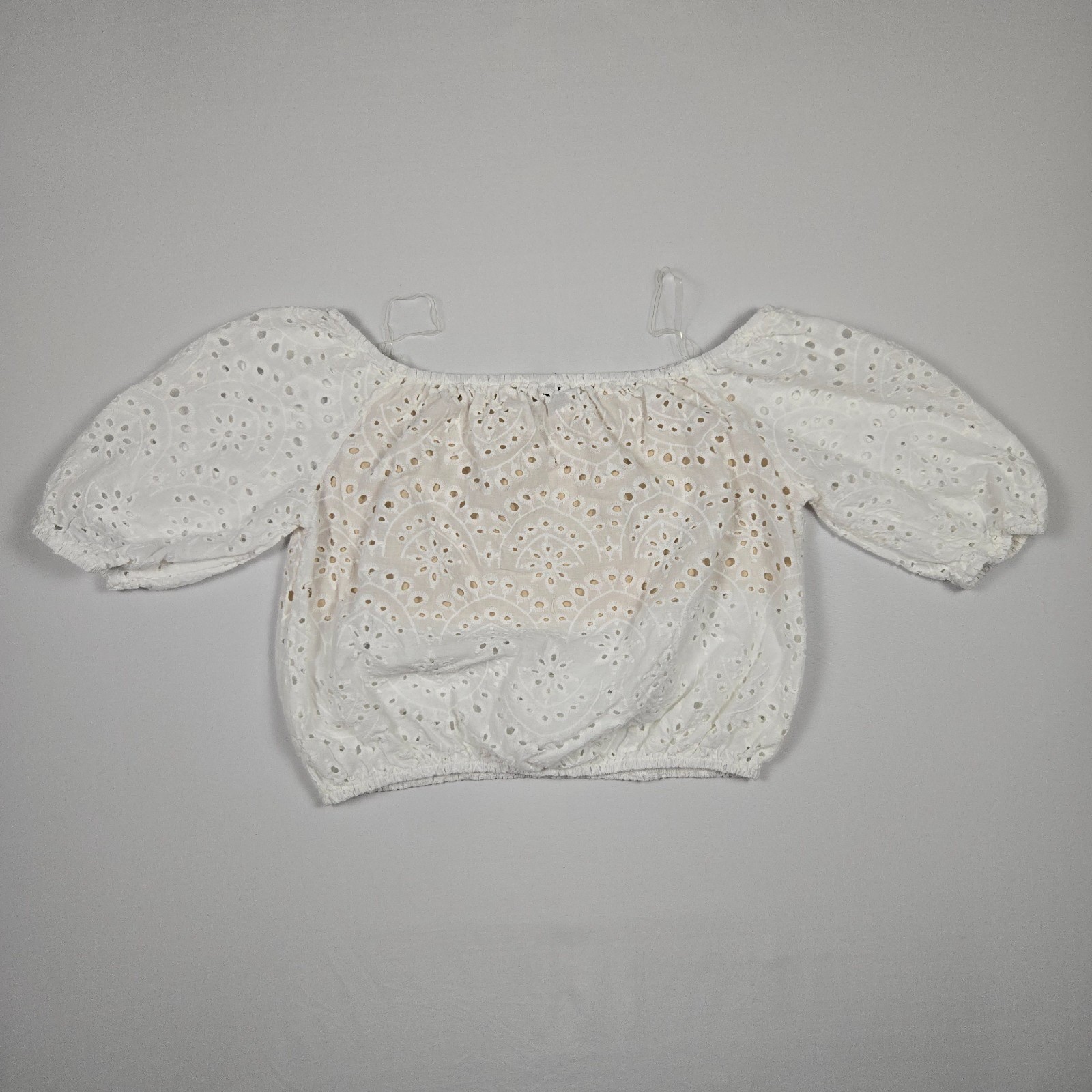 Windsor Womens Eyelet Crop Top Medium Off Shoulder Boho Cottagecore Lace Blouse