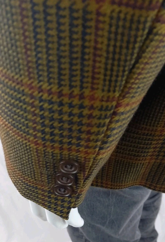 St Michael Vintage Mustard Prince of Wales Check Sports Jacket 42″ 107cm