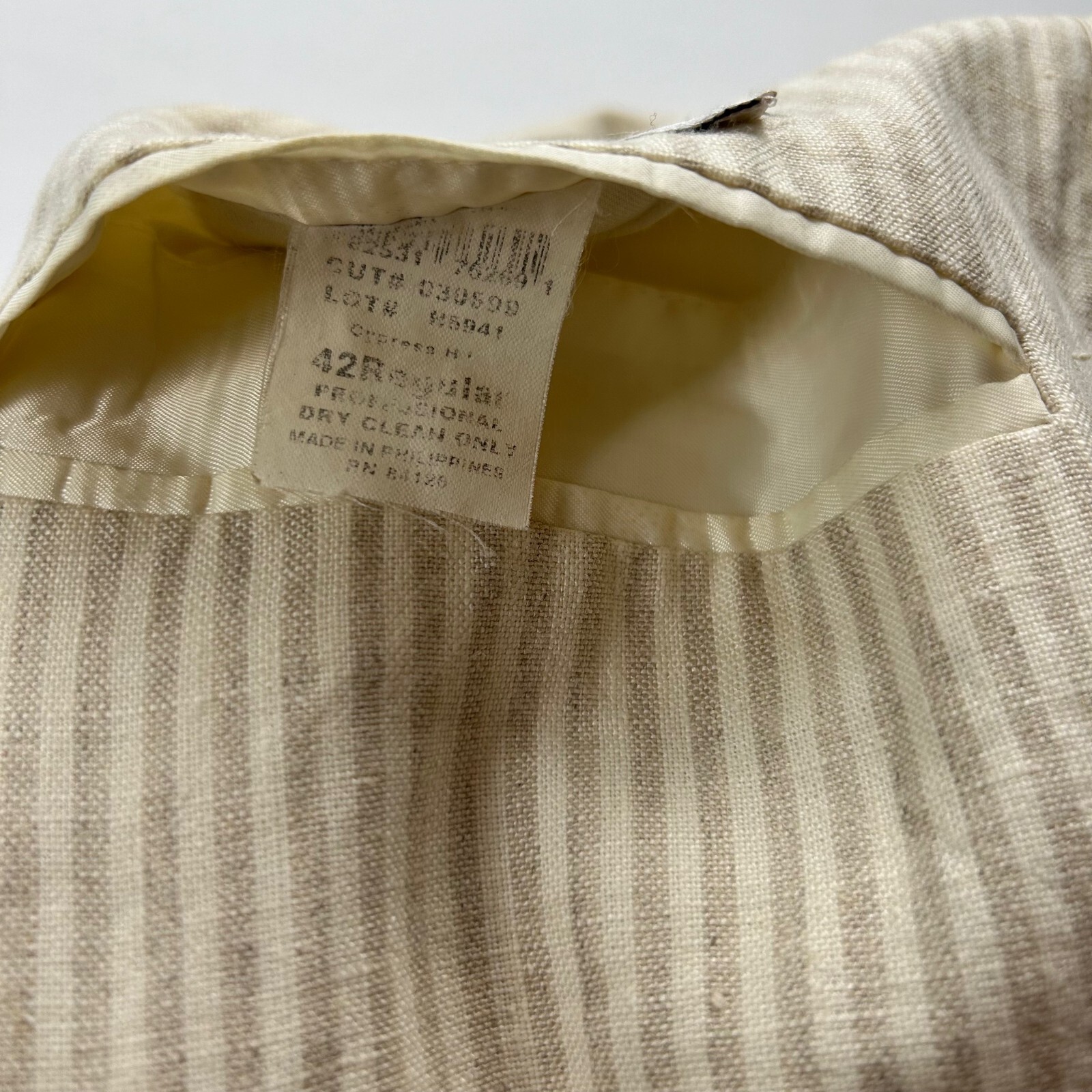 Haspel Men’s 100% Linen 2-Button Blazer Cream Stripe • 42R