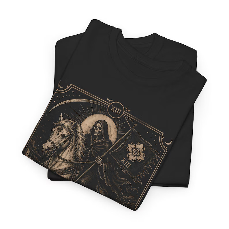 Death Tarot Card Shirt: Gothic Grim Reaper Tee | XIII Arcana Occult Graphic