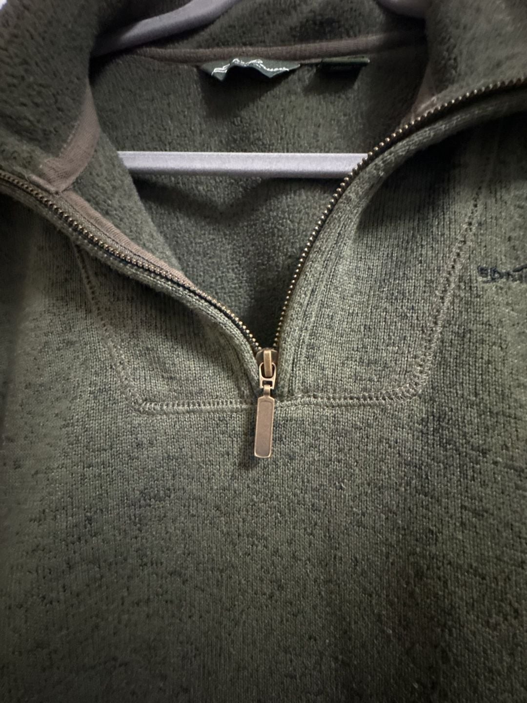 Eddie Bauer Men’s Olive Green Fleece 1/4 Zip Pullover