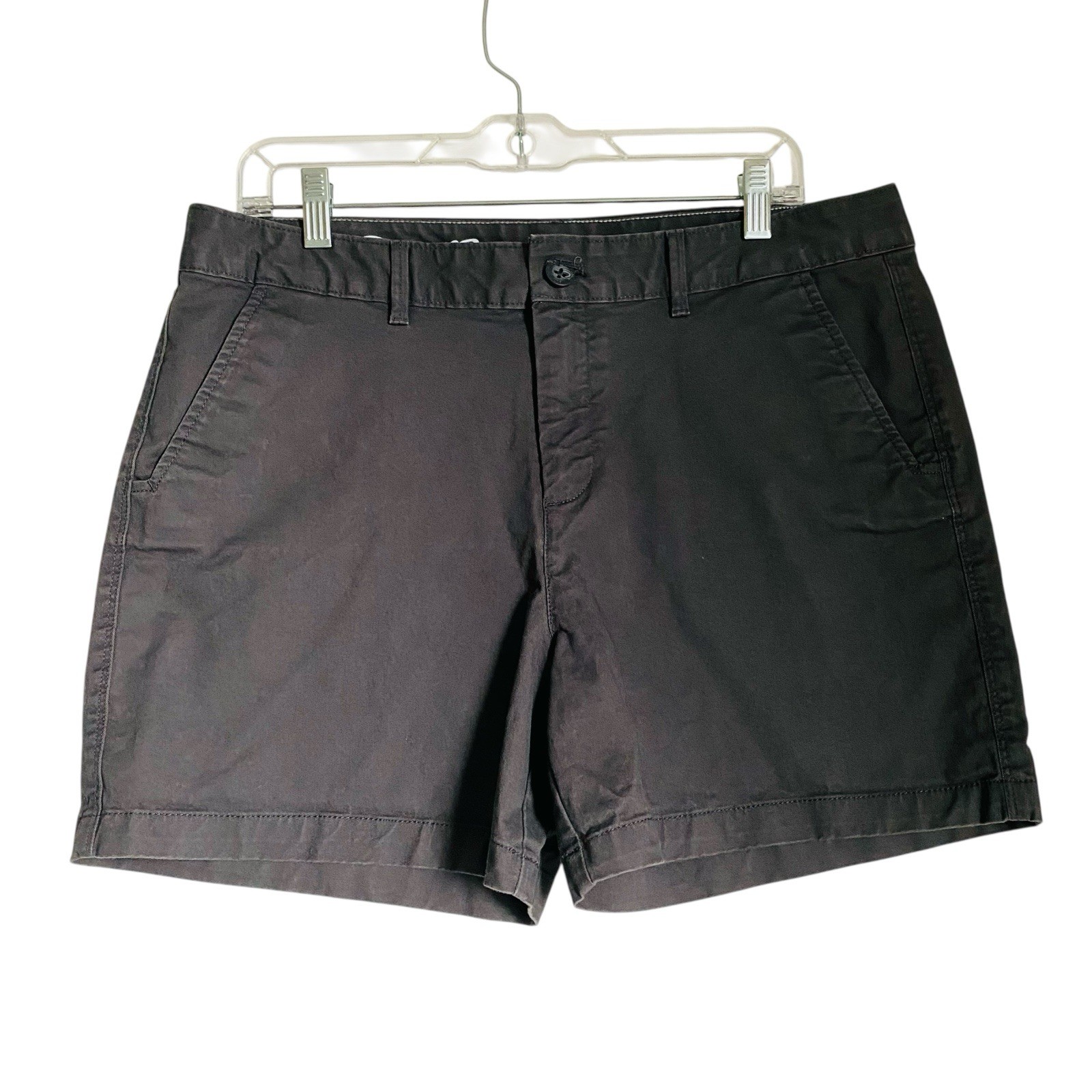 Eddie Bauer Chino Short Women size 12 Taupe Slightly Curvy Stretch Inseam 5″