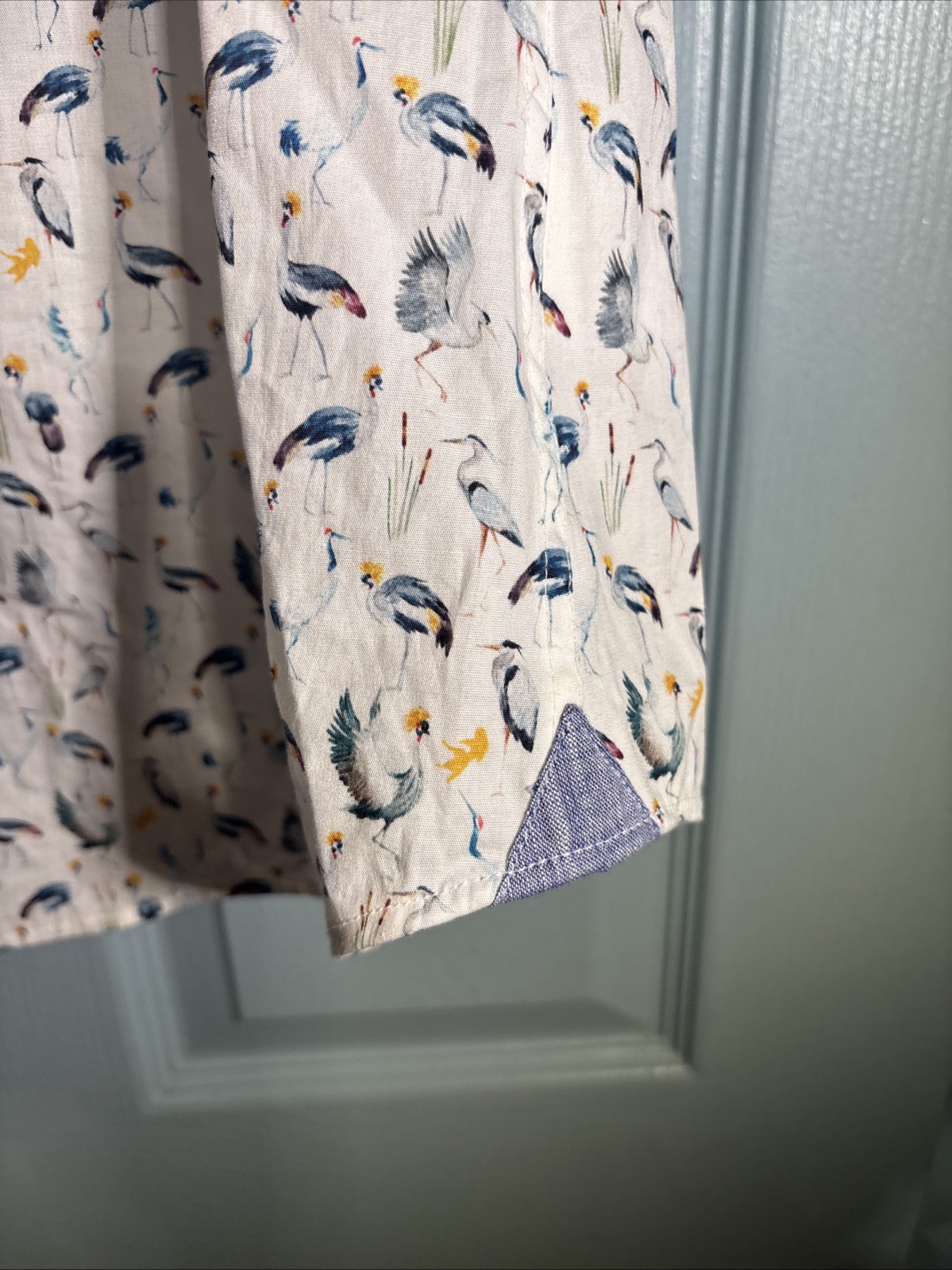 A Fish Named Fred Tropical Birds Short Sleeve Cotton Button Down Shirt XL