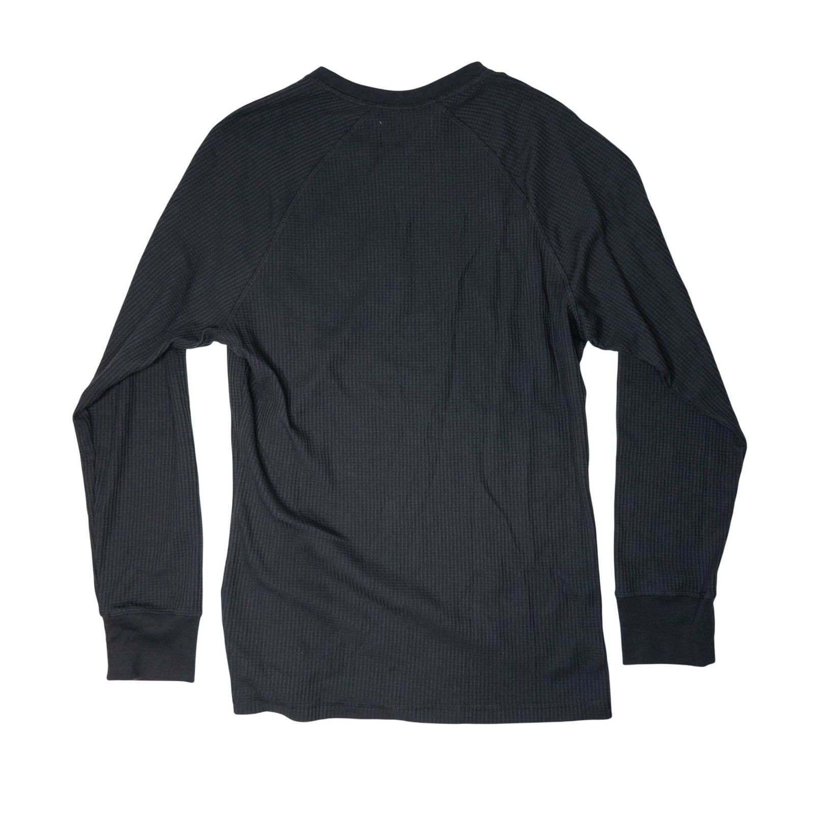 Sun + Stone Henley Shirt Mens Large Black New Waffle Knit Long Sleeve 00178477MN