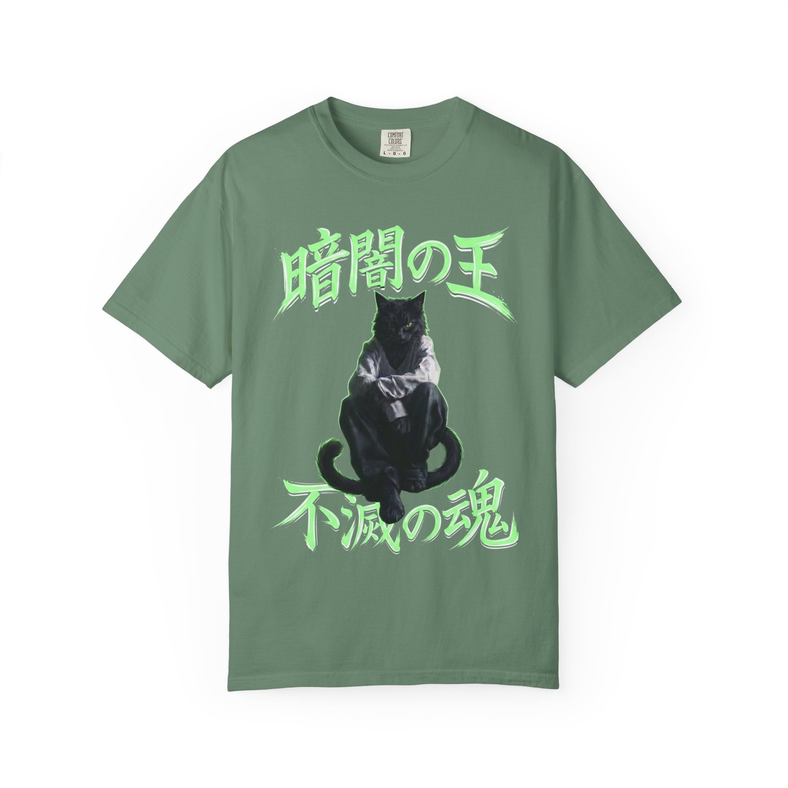 Black Cat Samurai Illustration T-shirt | Japanese Kanji Graphic