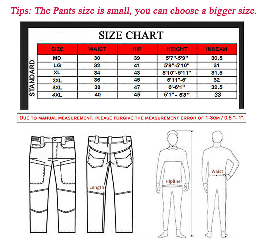 Men’s Work Cargo Pants Tactical Combat Pants Outdoor Hiking Waterproof Trousers