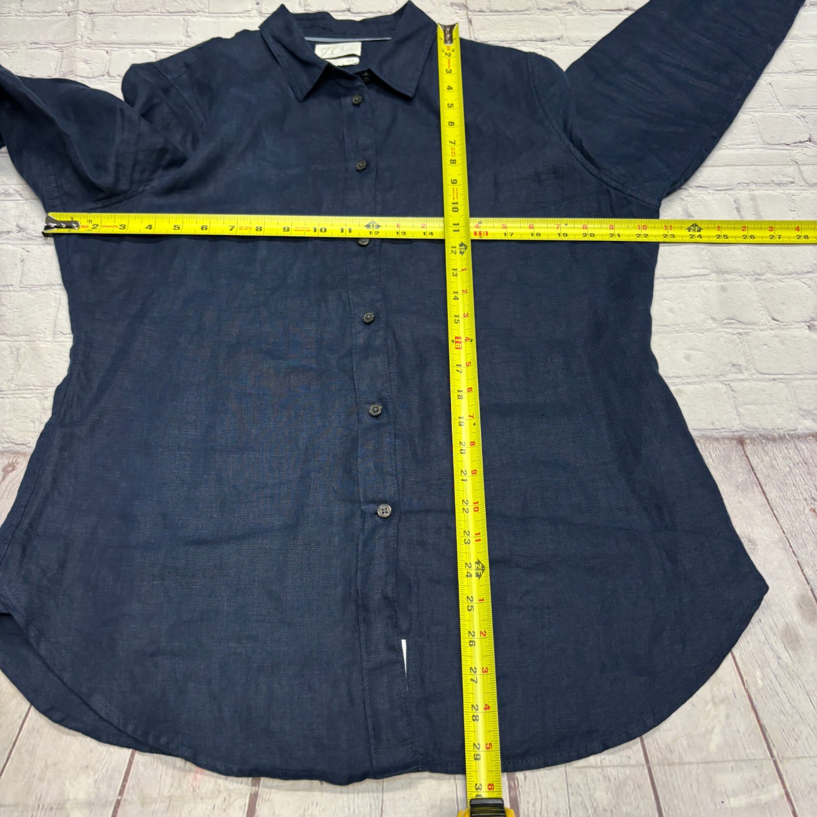 J. Crew Baird McNutt Women Irish Linen Slim Shirt Top Size 12T 12 Tall C130 -19