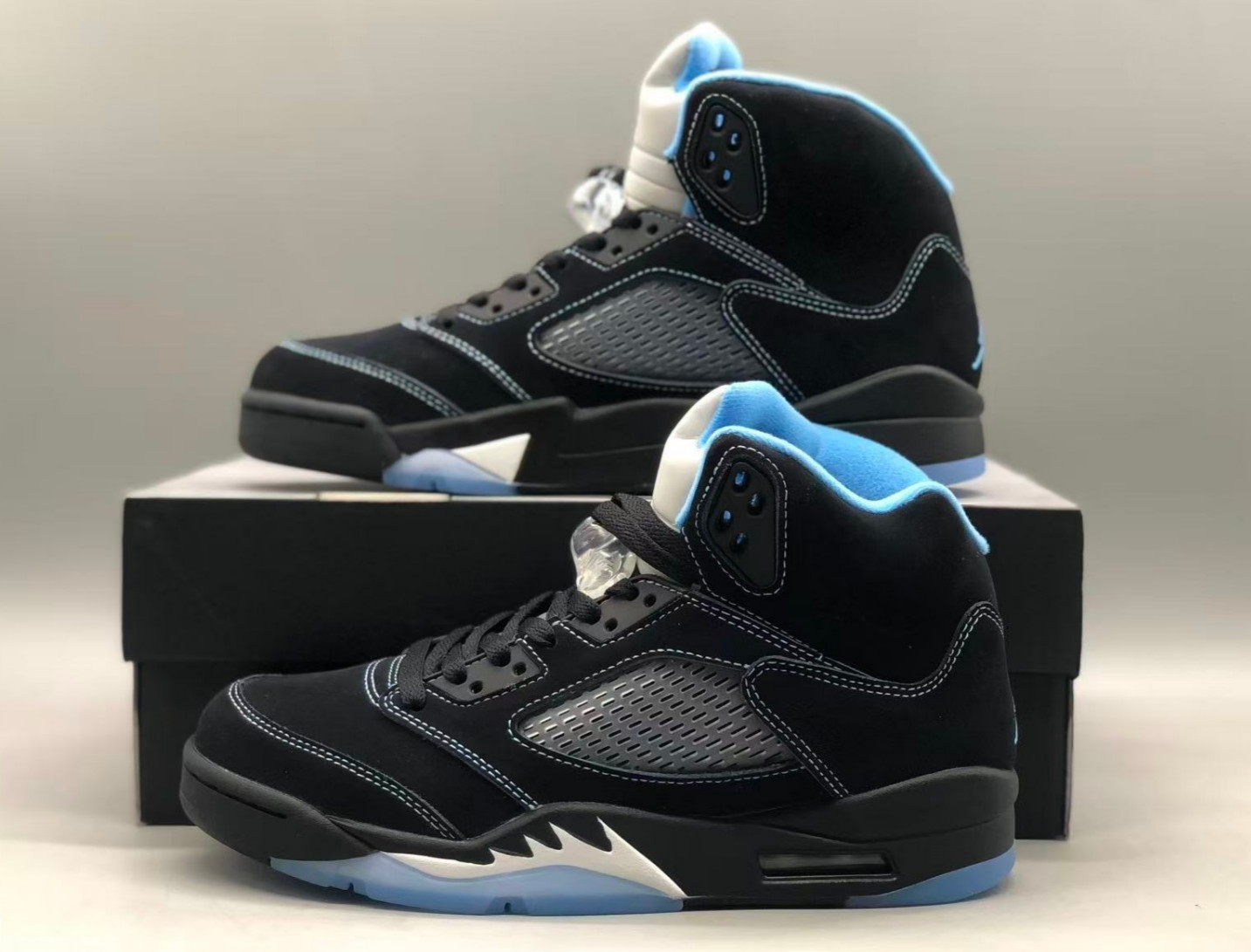 Jordan 5 Black University Blue” Men’s Basketball Shoes High Top