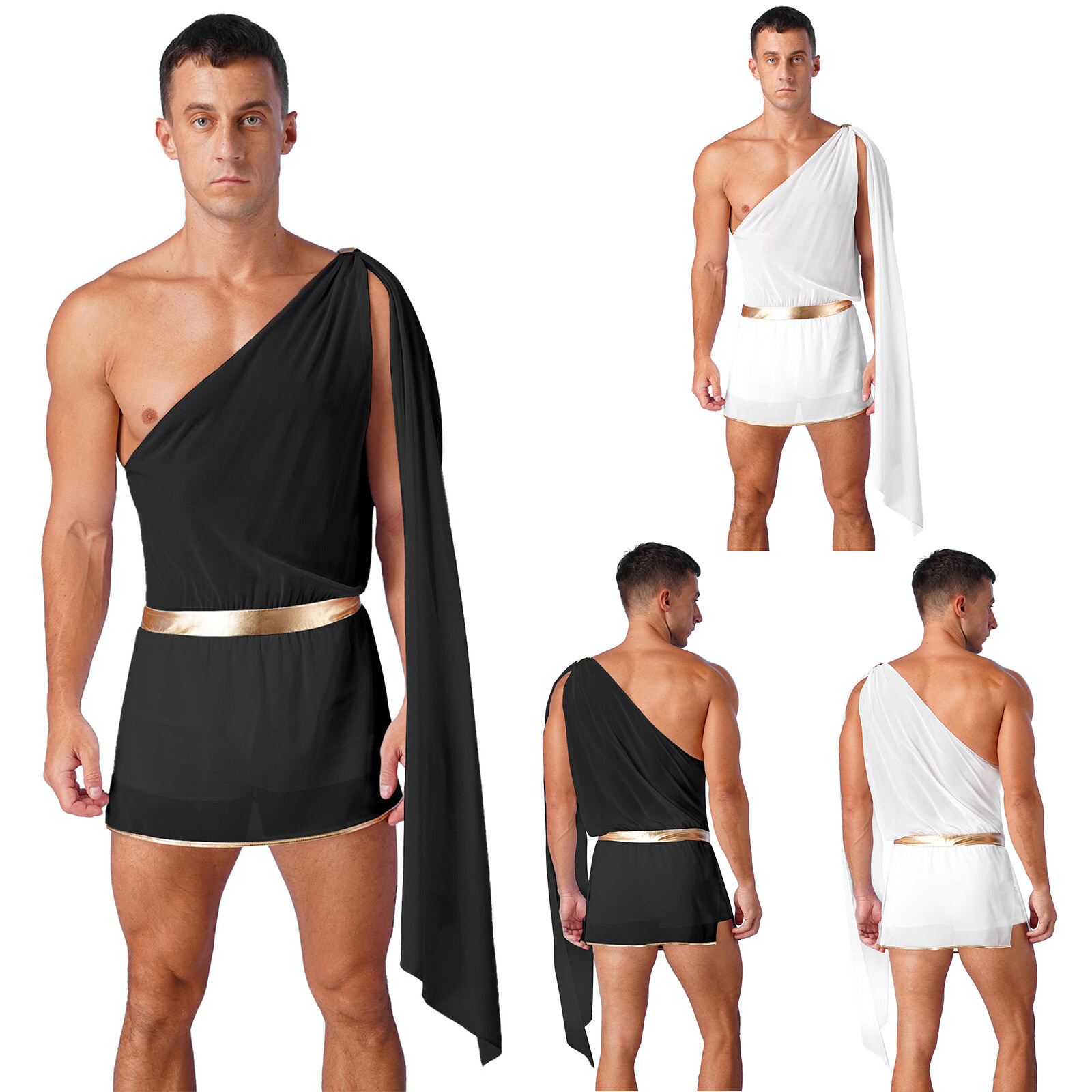 US Men’s One Strap Toga Ancient Greek Roman Halloween Cosplay Costume Dress Up