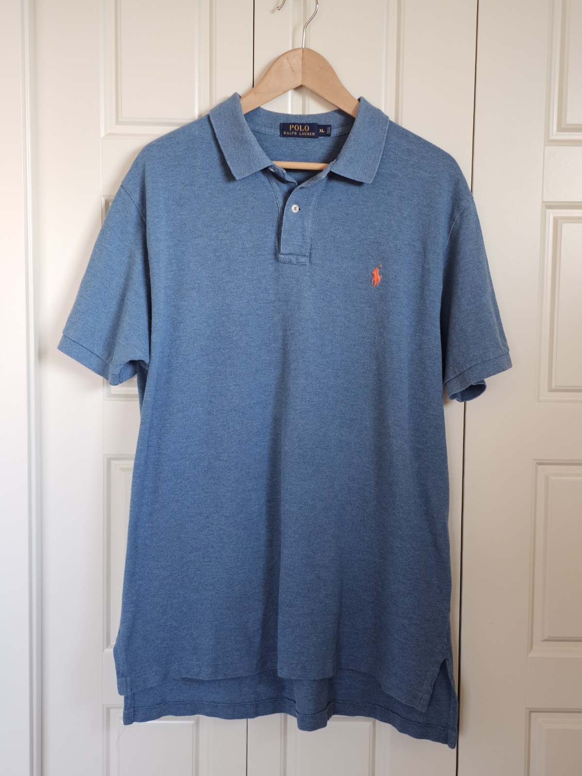 Polo Ralph Lauren Polo Shirt Men XL Blue Heather Orange Pony 100% Cotton