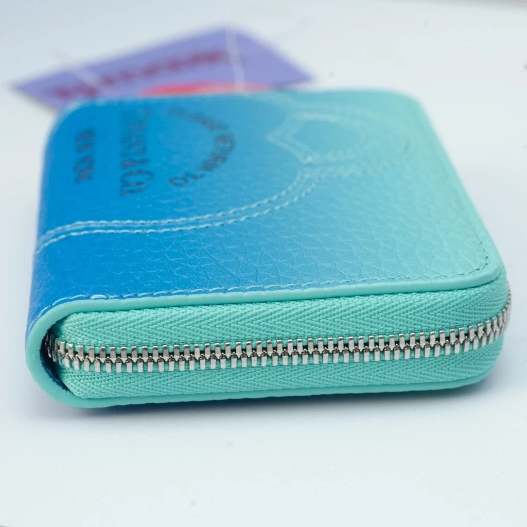 TIFFANY & CO Please Return To Tiffany Ombre Blue Leather Wallet NEW AUTHENTIC
