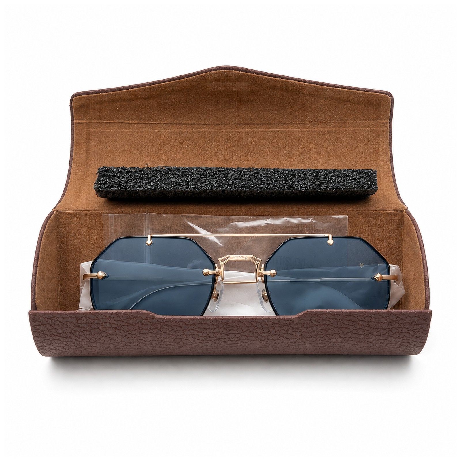 Matsuda M3121 Geometric Sunglasses Brushed Gold | Cobalt Blue Lenses